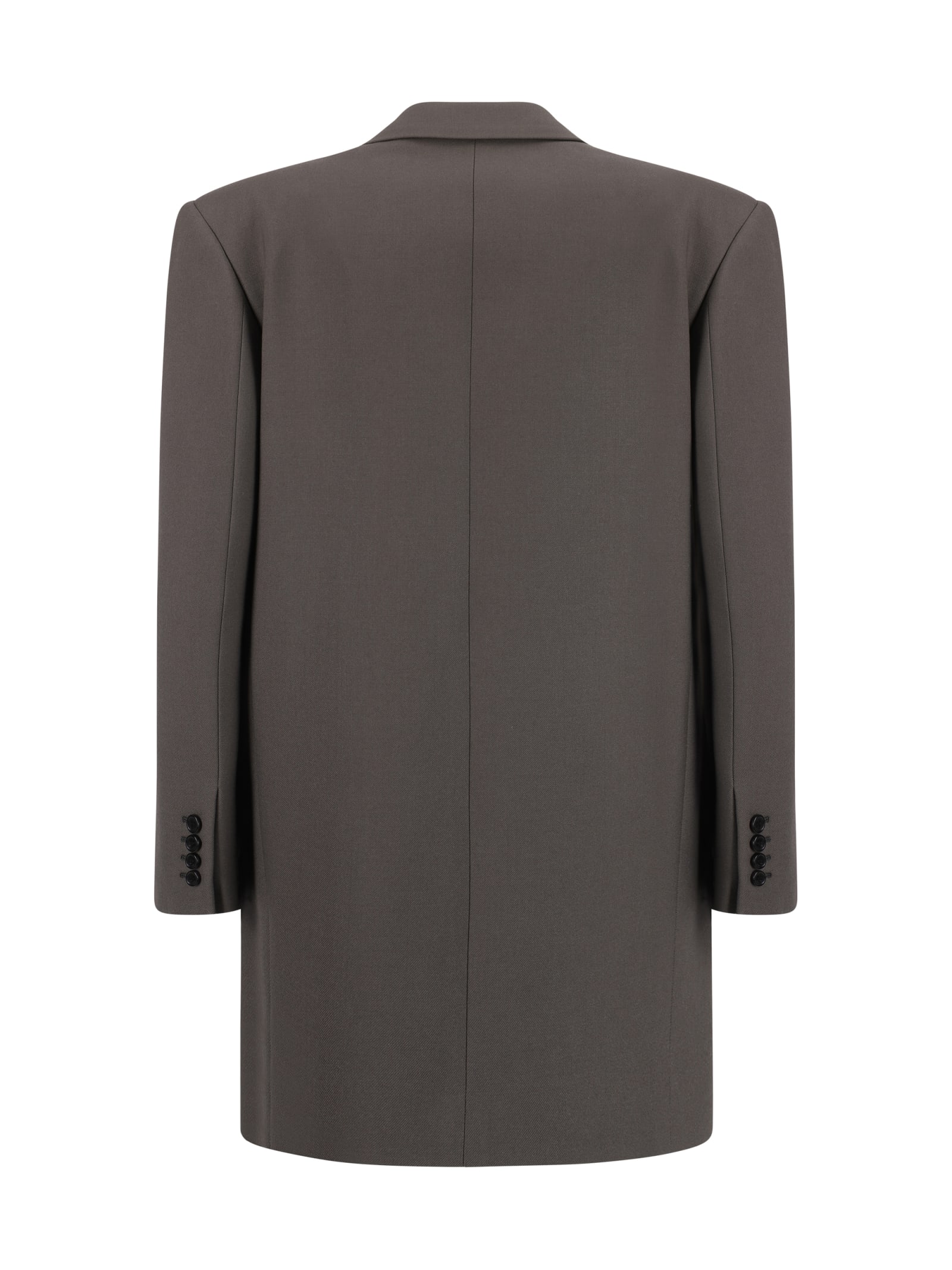 Shop Saint Laurent Double-buttoned Blazer In Argile