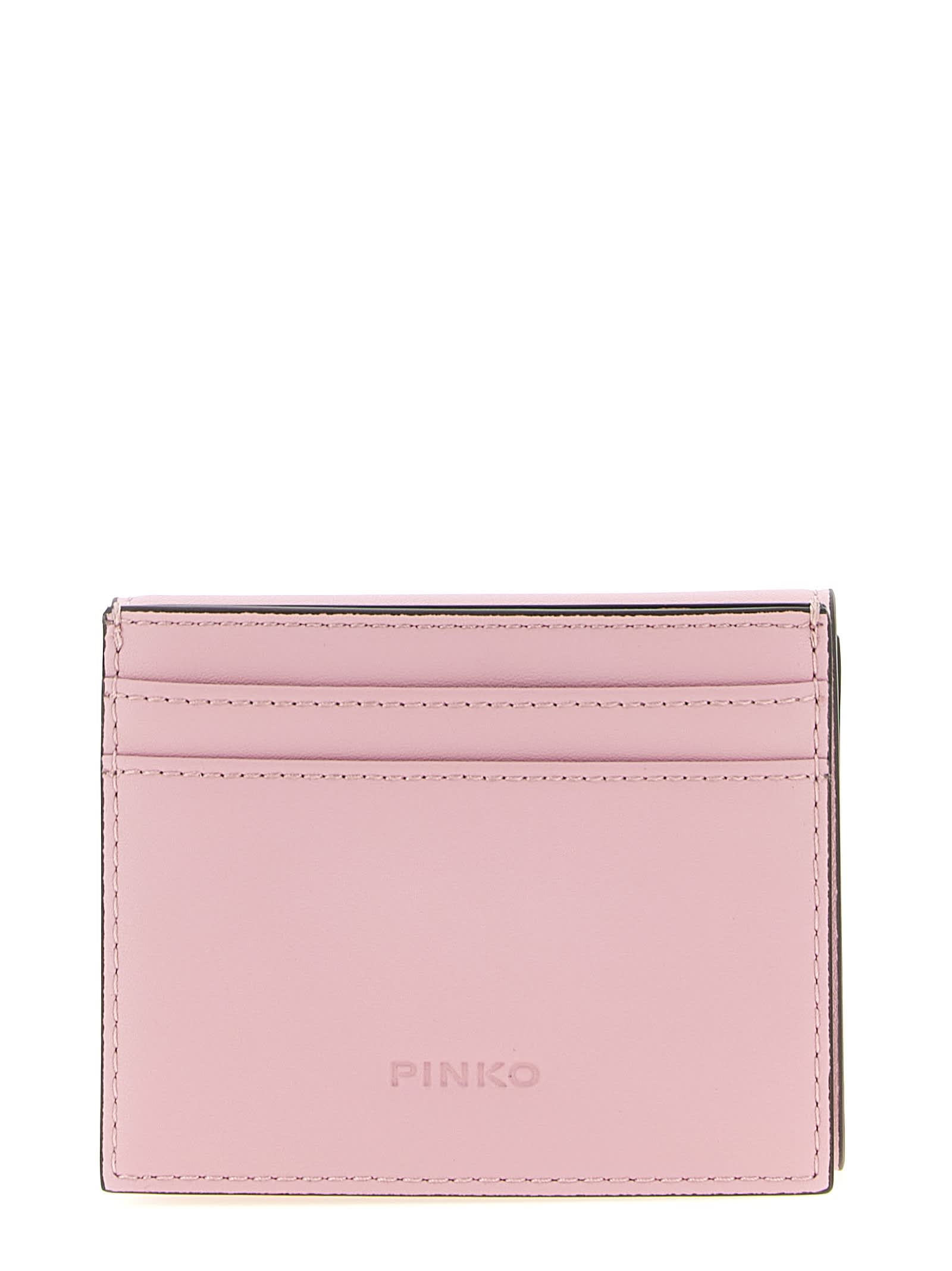 Pinko Buckle Leather Wallet In Pink