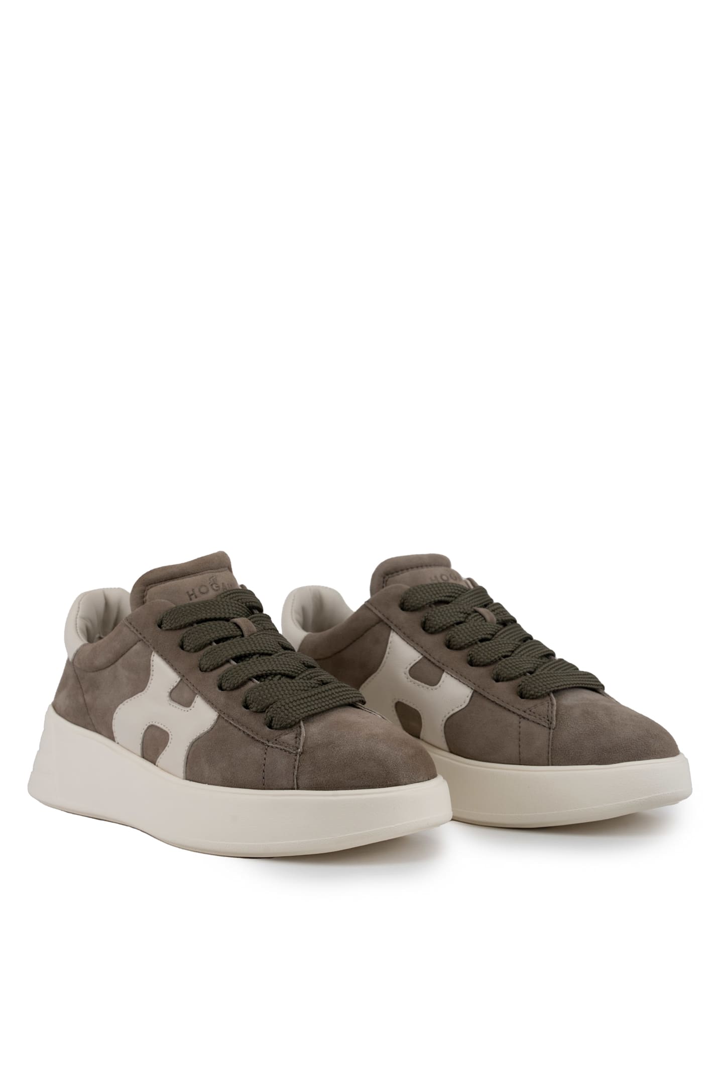 Shop Hogan Rebel Sneakers In Suede In Marrone