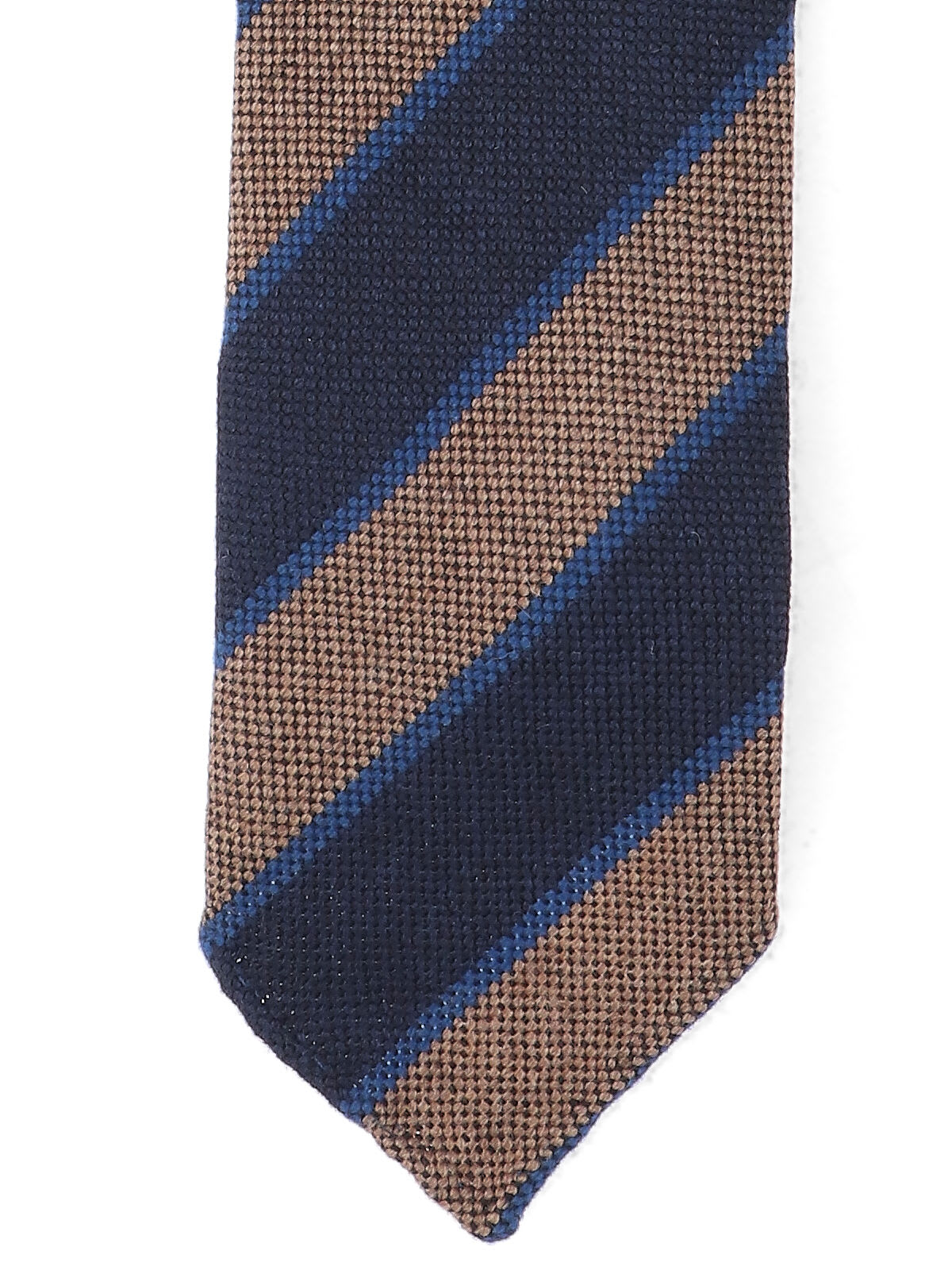 Cesare Attolini Striped Ties In Textured Fabric In Brown