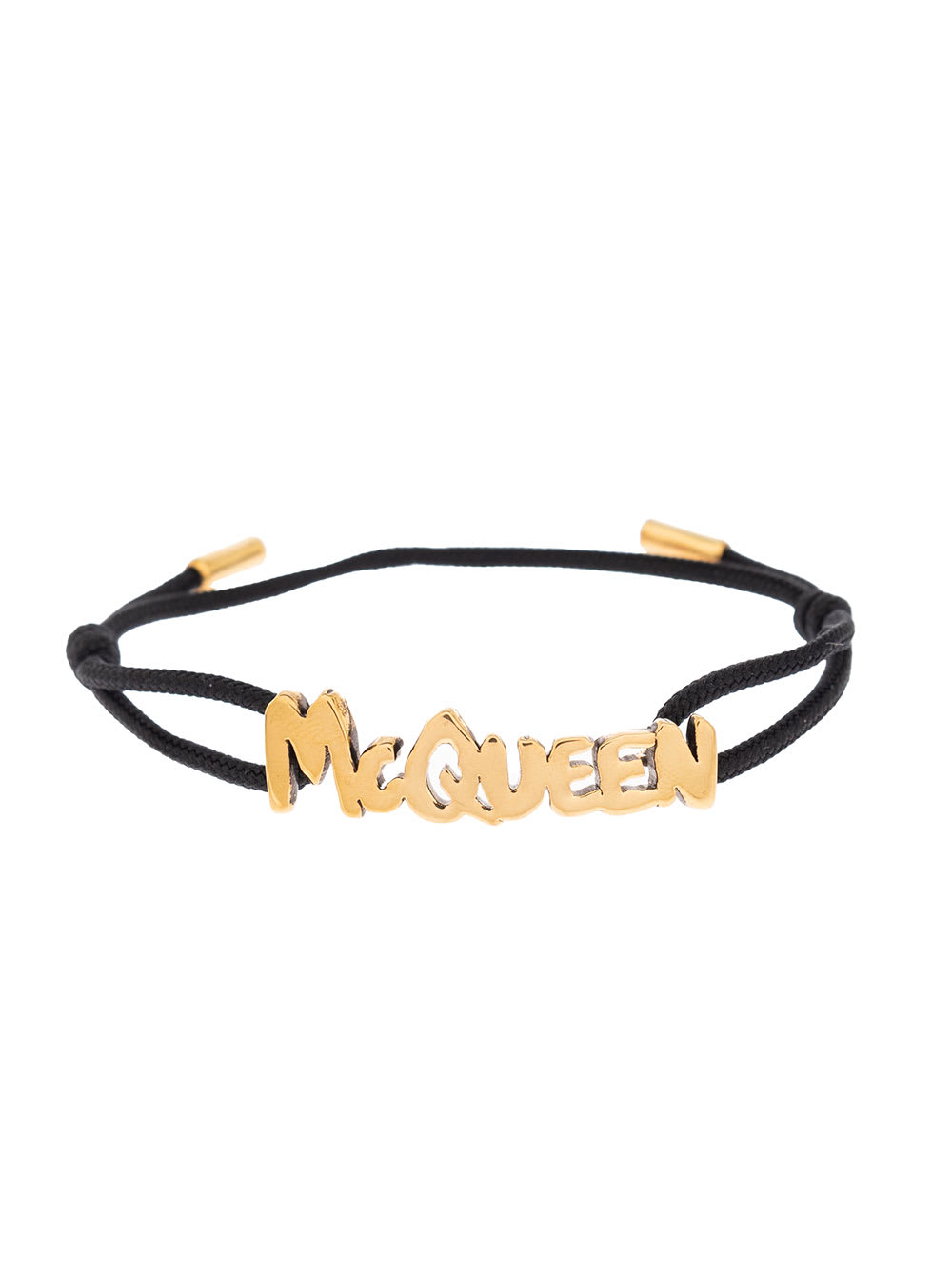 Alexander McQueen Womans Black Graffiti Brass Bracelet With Logo