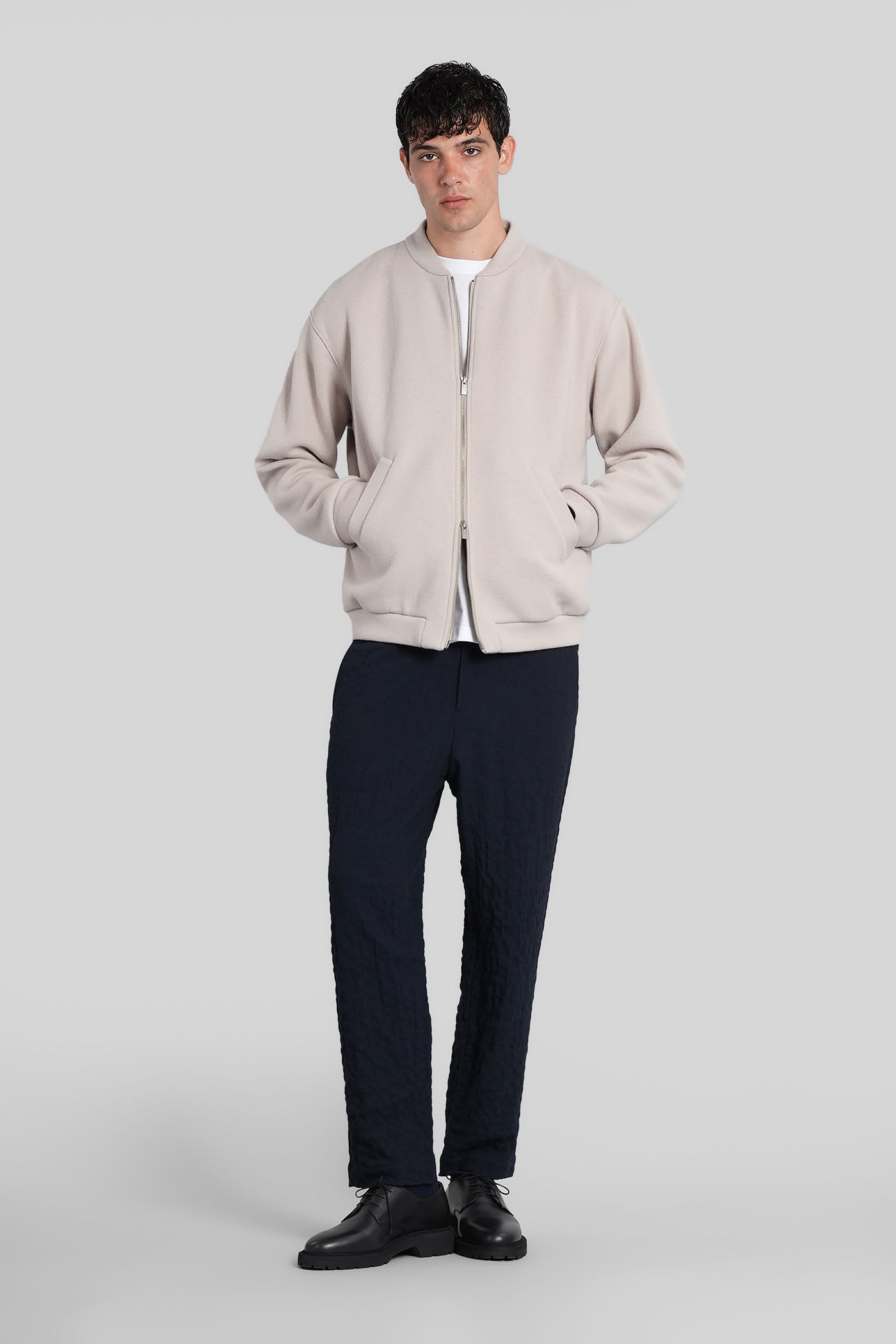 Barena Venezia Gabier Bomber Jacket In Grey Wool In Neutral