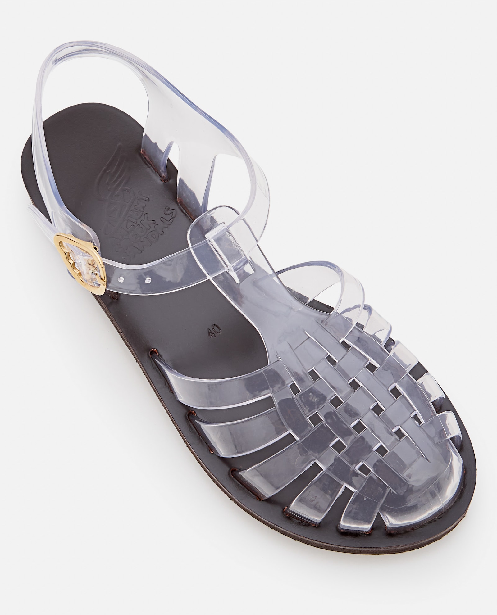 Ancient Greek Sandals Womens Homeria Fisherman Flat Leather And Jelly In Grey