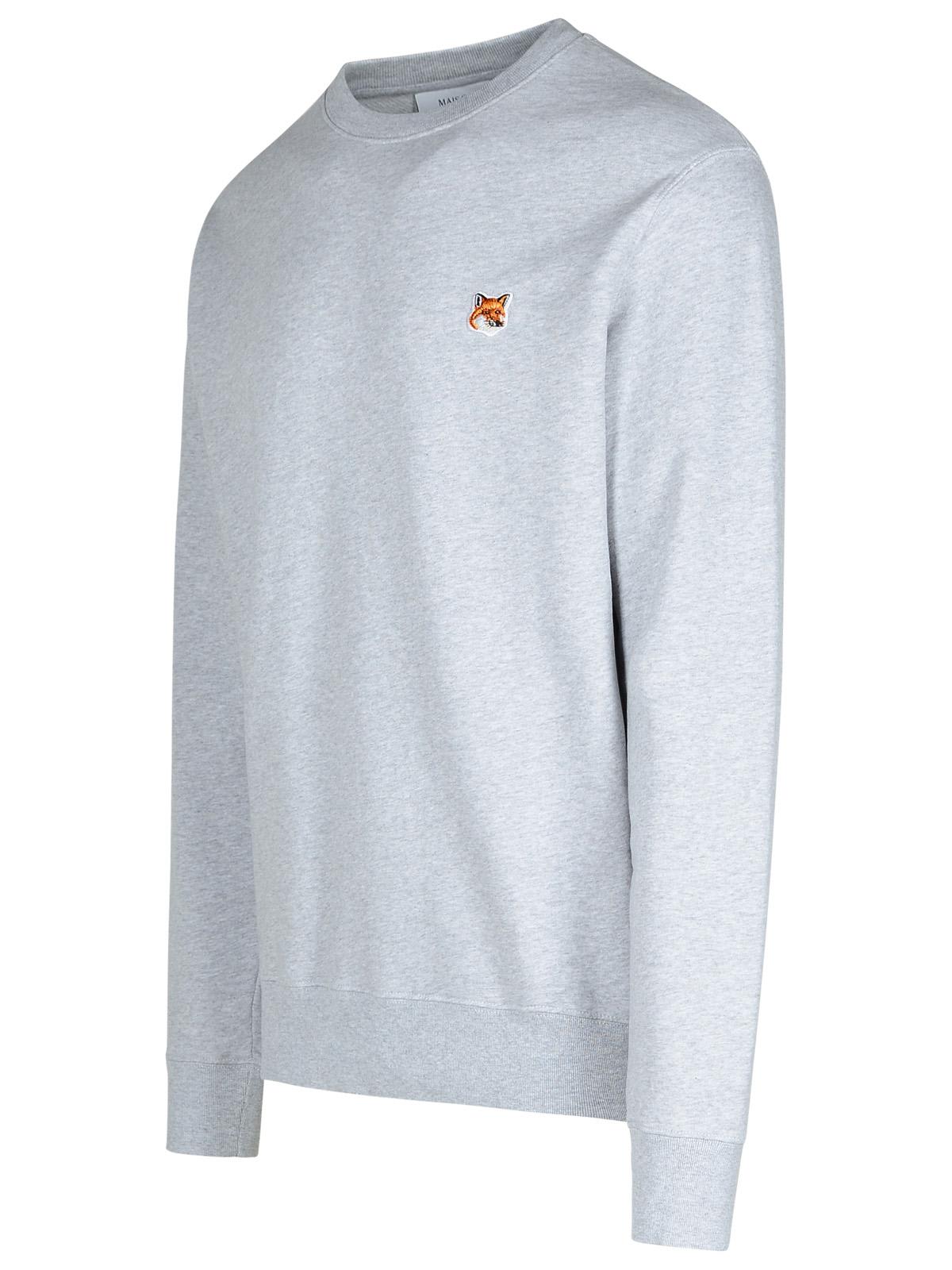 Shop Maison Kitsuné Fox Head Grey Cotton Sweatshirt