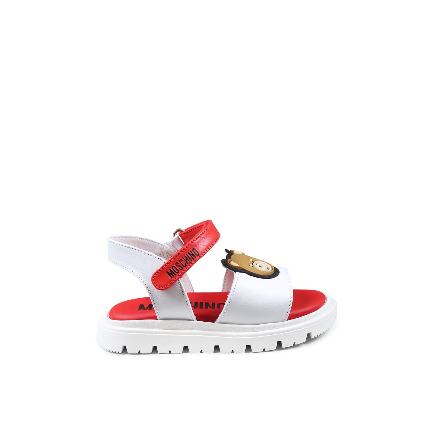 Moschino Red Sandals For Bab Girl And Girl In Multicolor