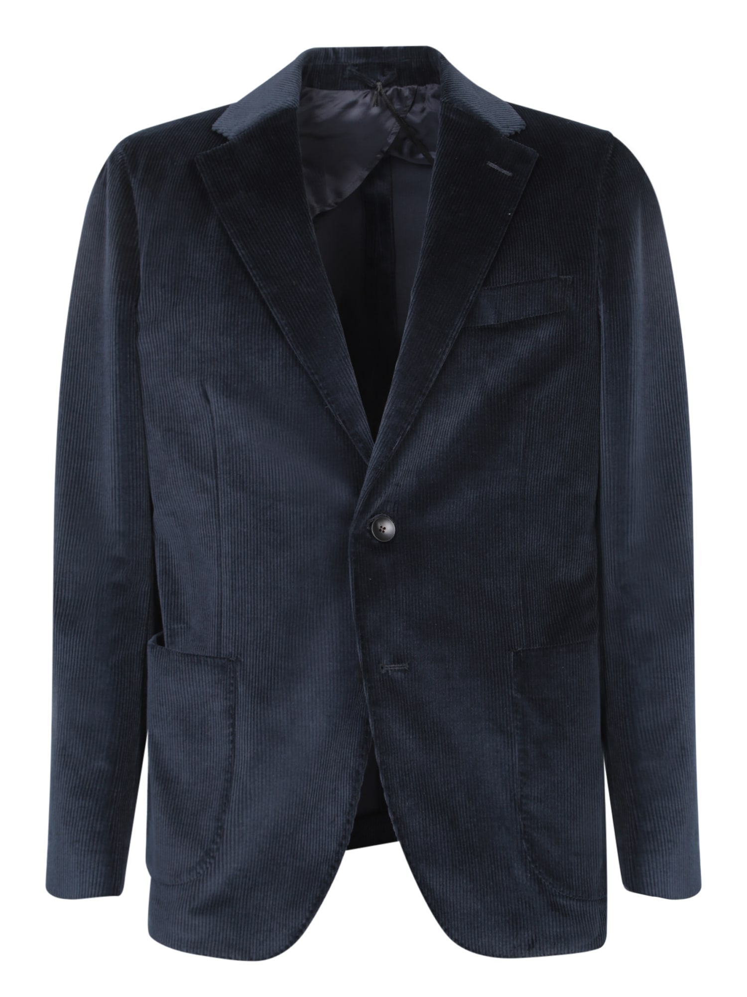 Shop Lardini Blue Corduroy Jacket