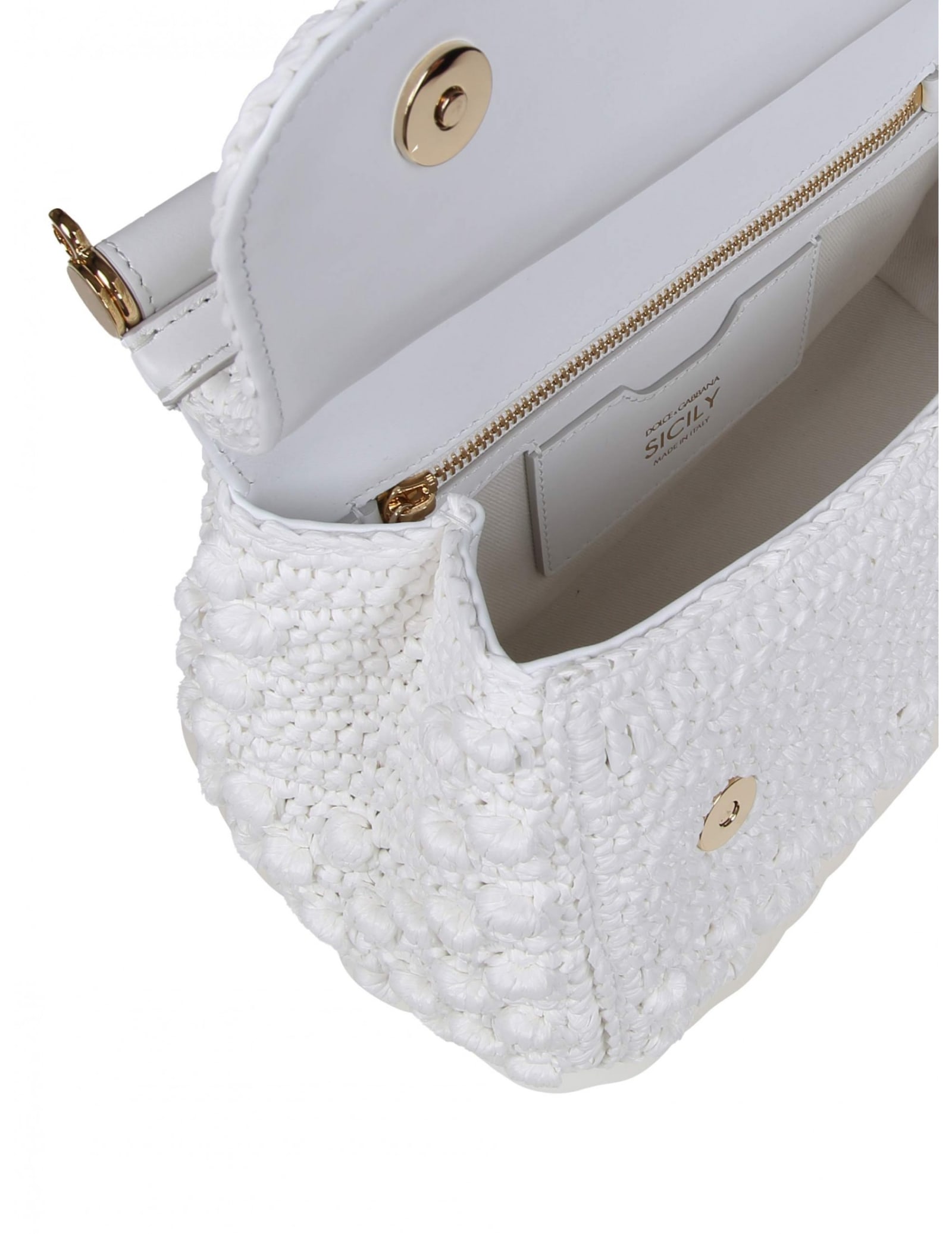 Shop Dolce & Gabbana Dolce E Gabbana Raffia Crochet Handbag White Color In White/white