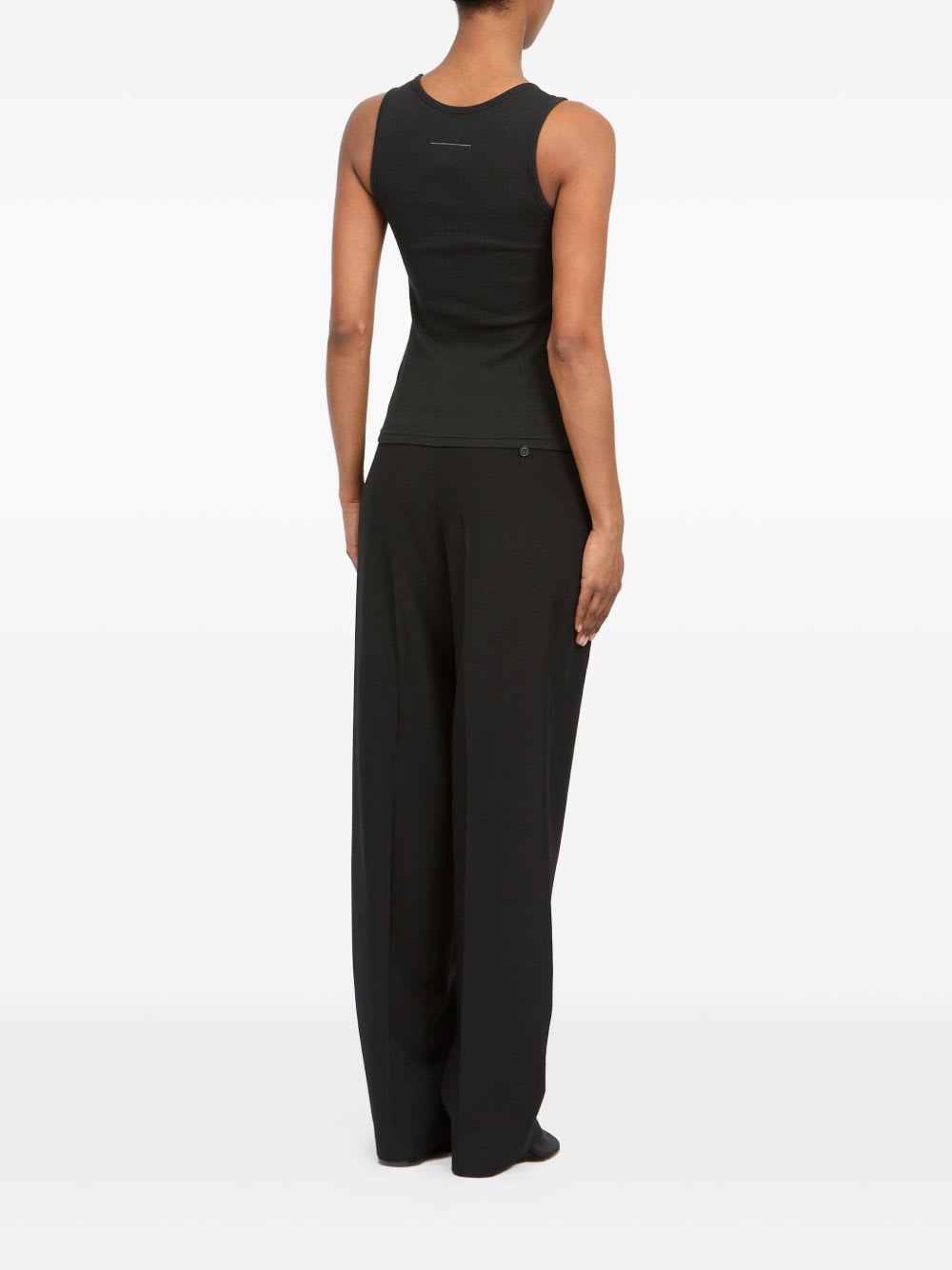 Mm6 Maison Margiela Numeric Logo Patch Stretch Cotton Tank In Blue