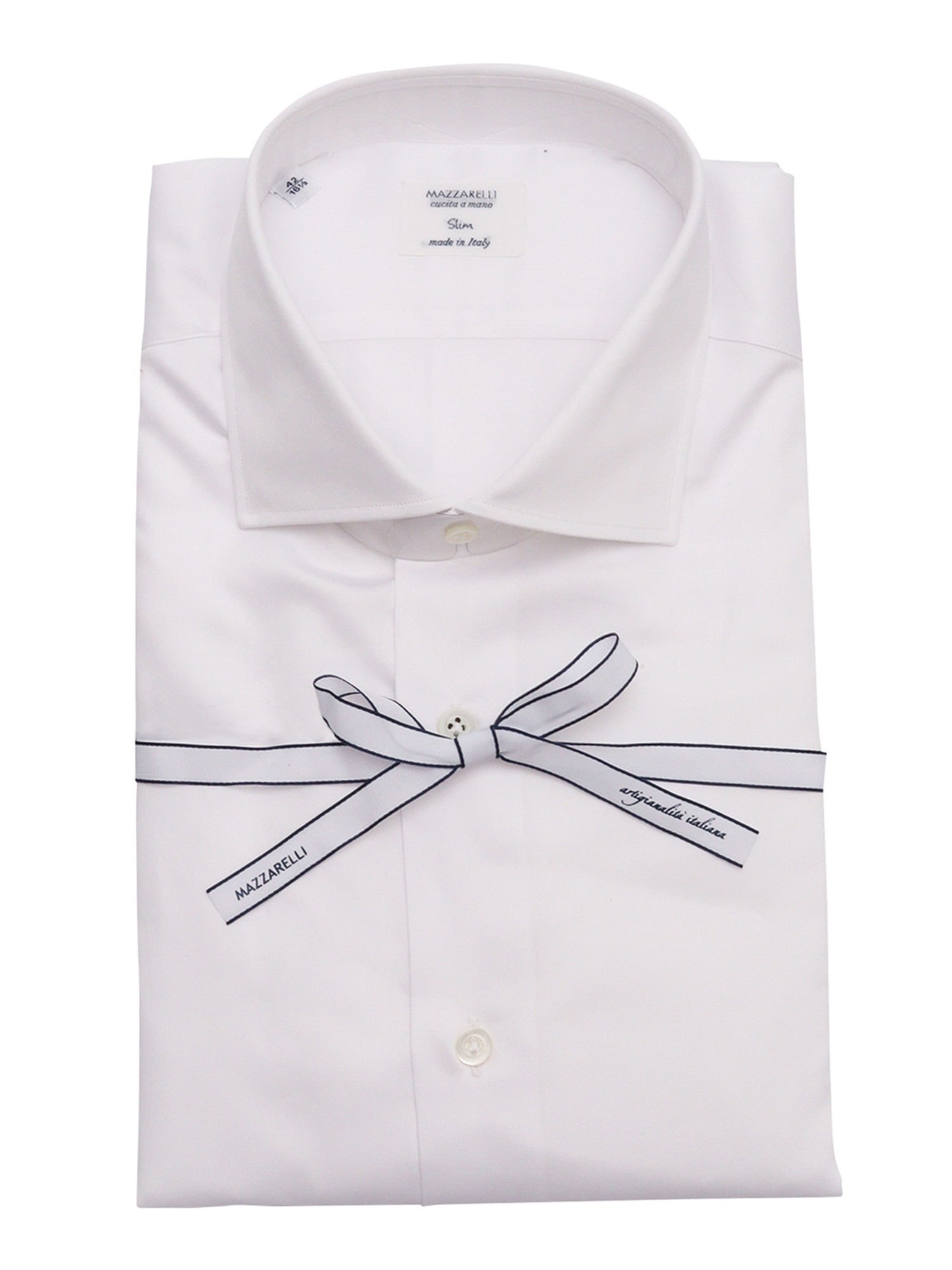 White Slim Fit Satin Twill Shirt
