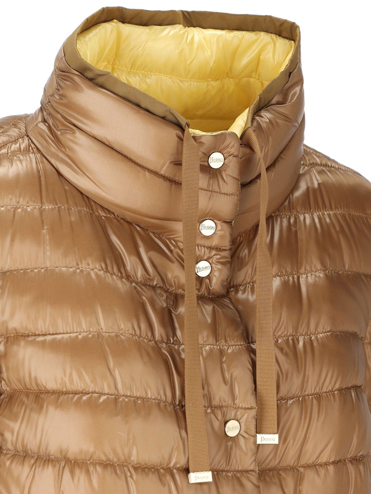 Shop Herno Funnel Neck Reversible Puffer Jacket In Camel