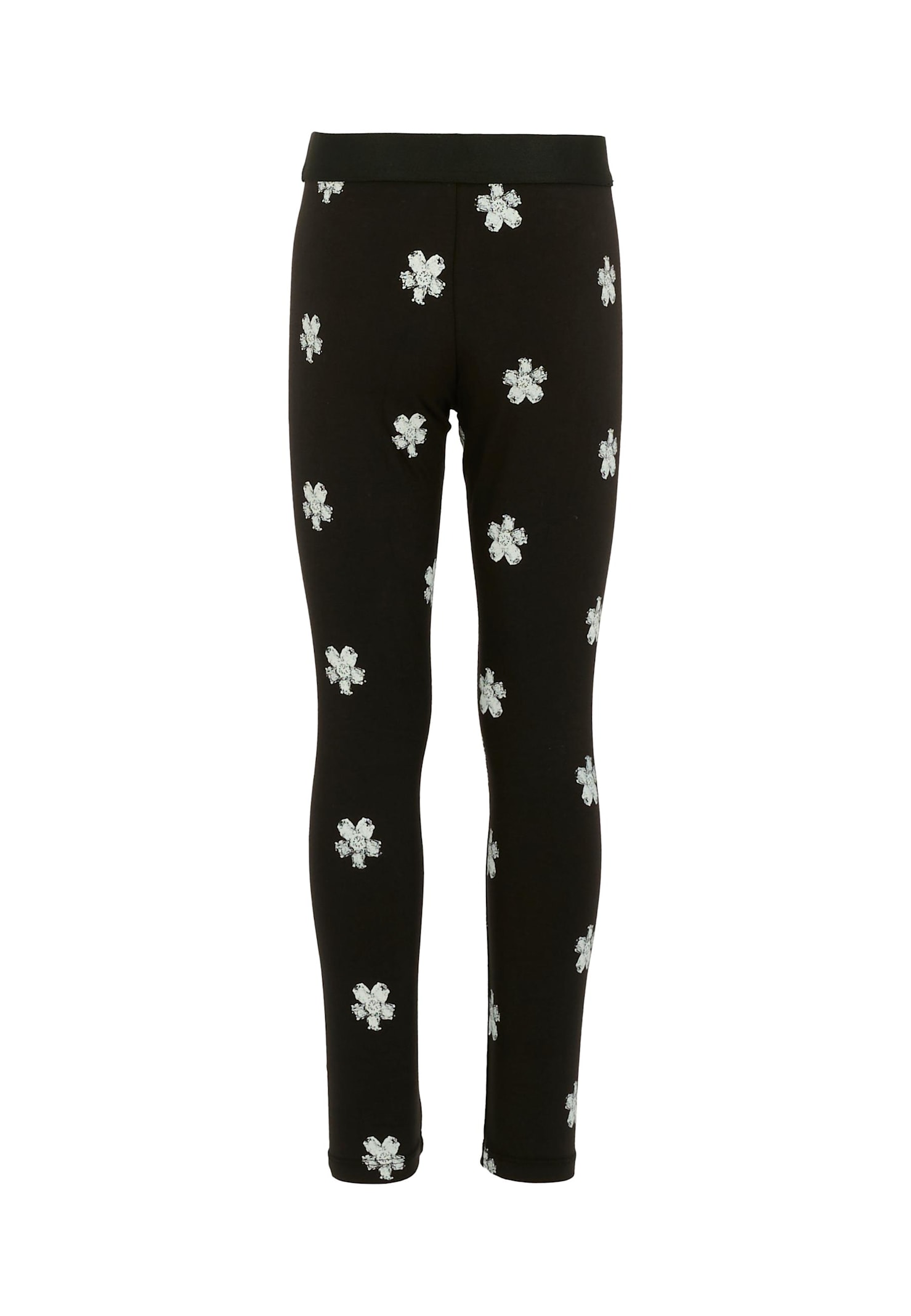 Marc Jacobs Black Leggings For Girl With Flowers In Black