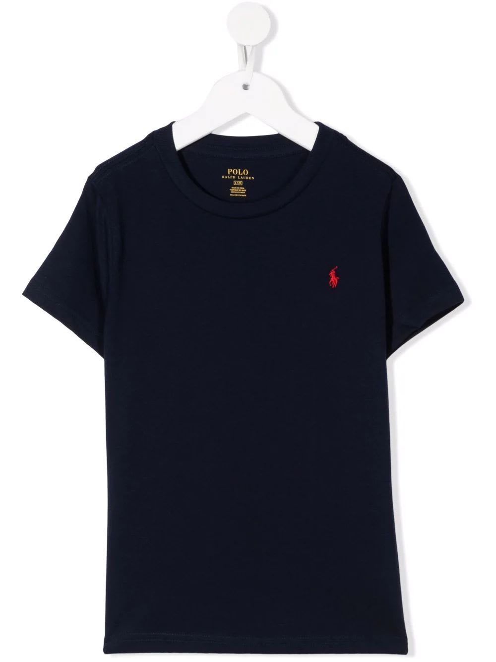 Shop Ralph Lauren Kids T-shirt In Navy Blue Cotton With Red Pony