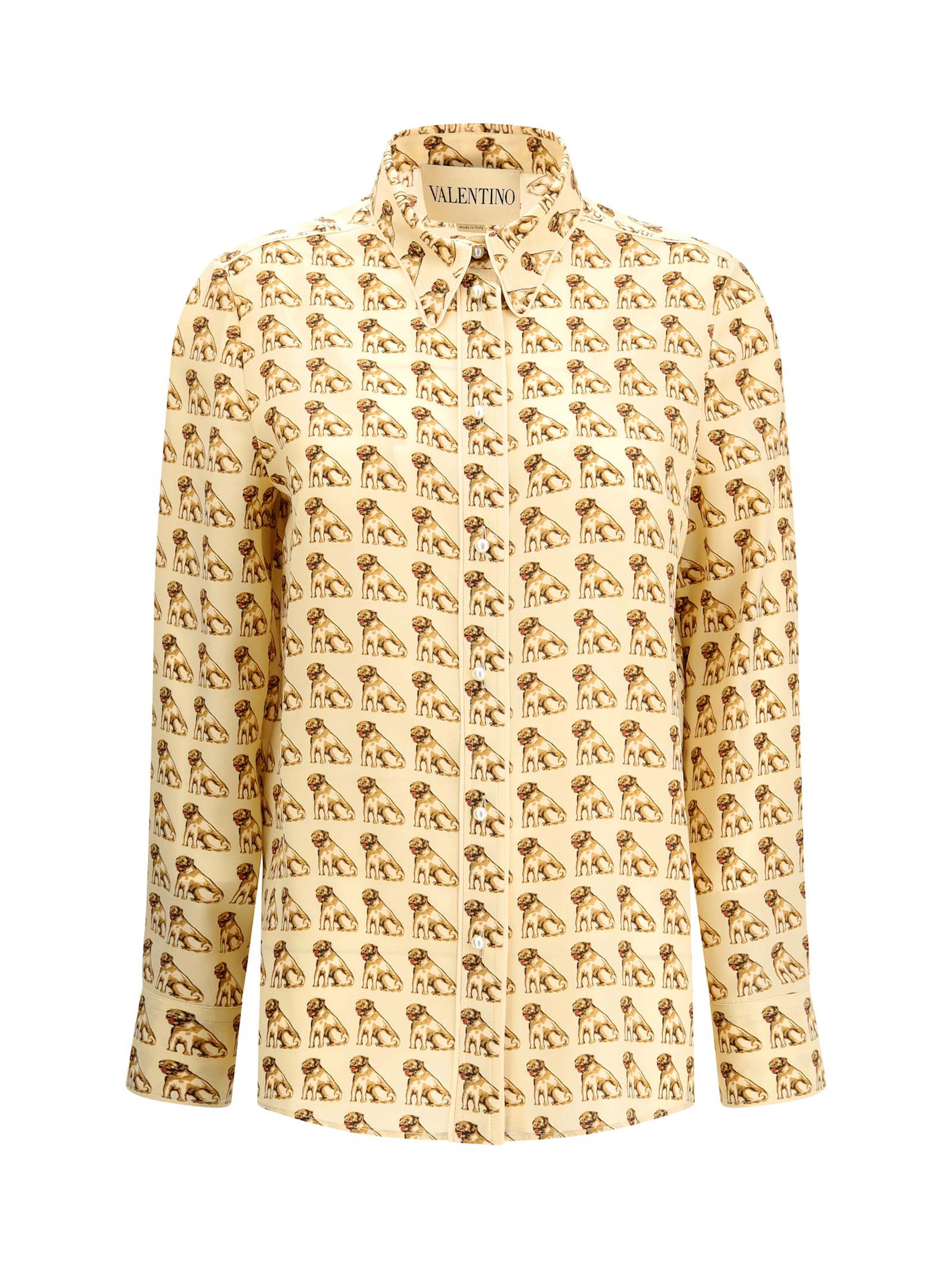Valentino Garavani Petit Charles Print Shirt Shirt And Blouse White In Yellow