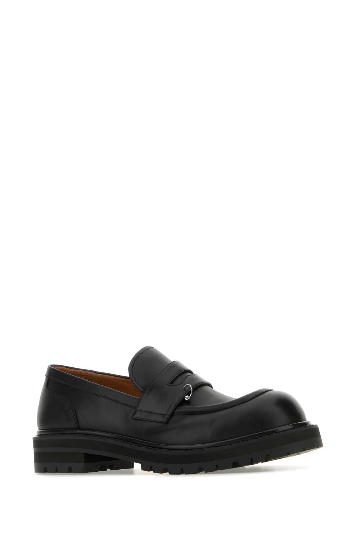 Shop Marni Black Leather Loafers