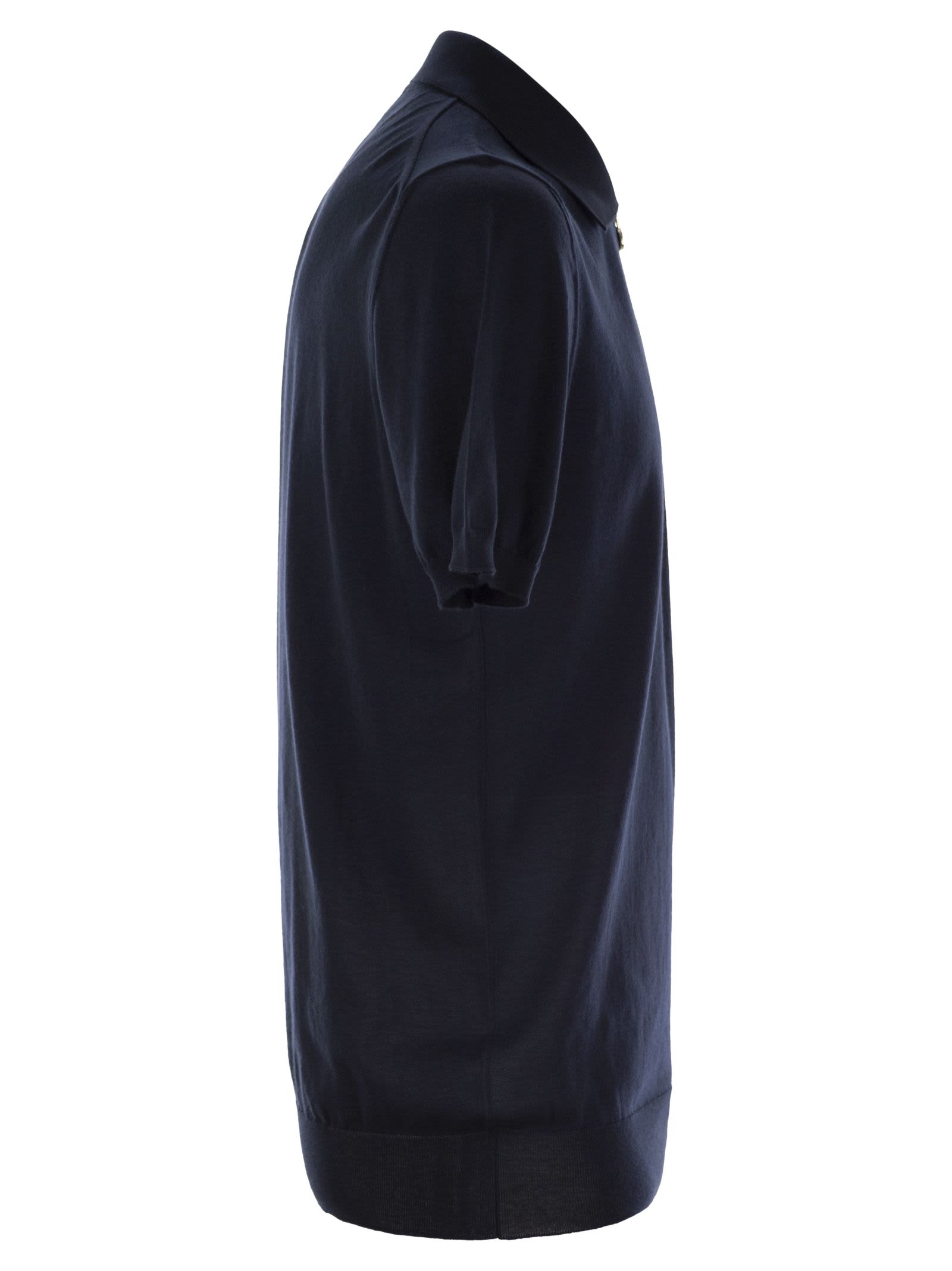 Shop Kiton Short-sleeved Polo-zip In Night Blue