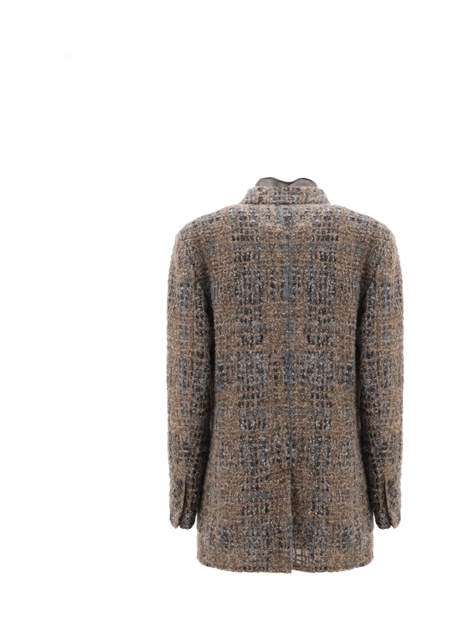 Brunello Cucinelli Mohair Blazer Jacket In Brown