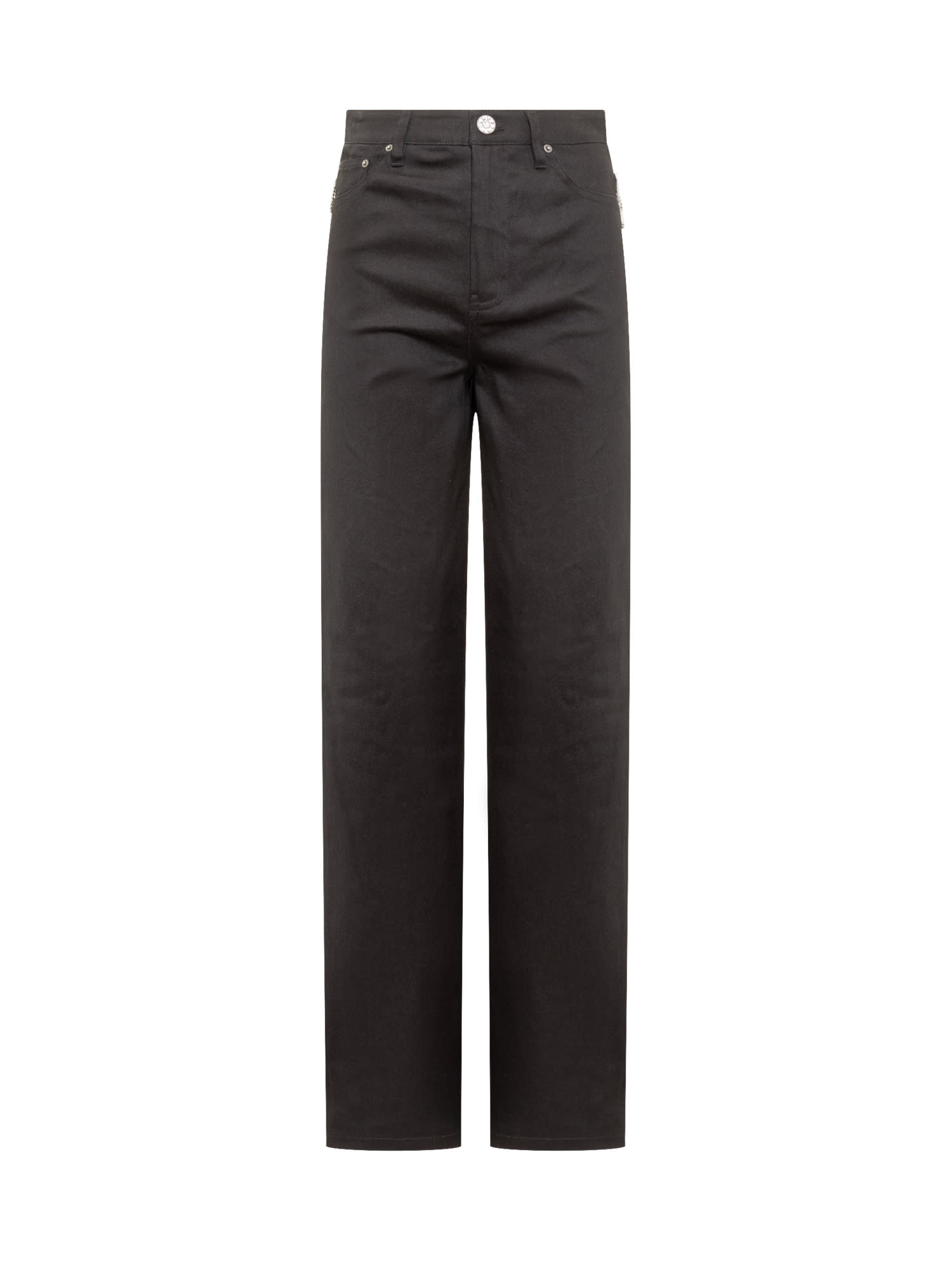 Shop Rotate Birger Christensen Trousers With Rhinestones In Black