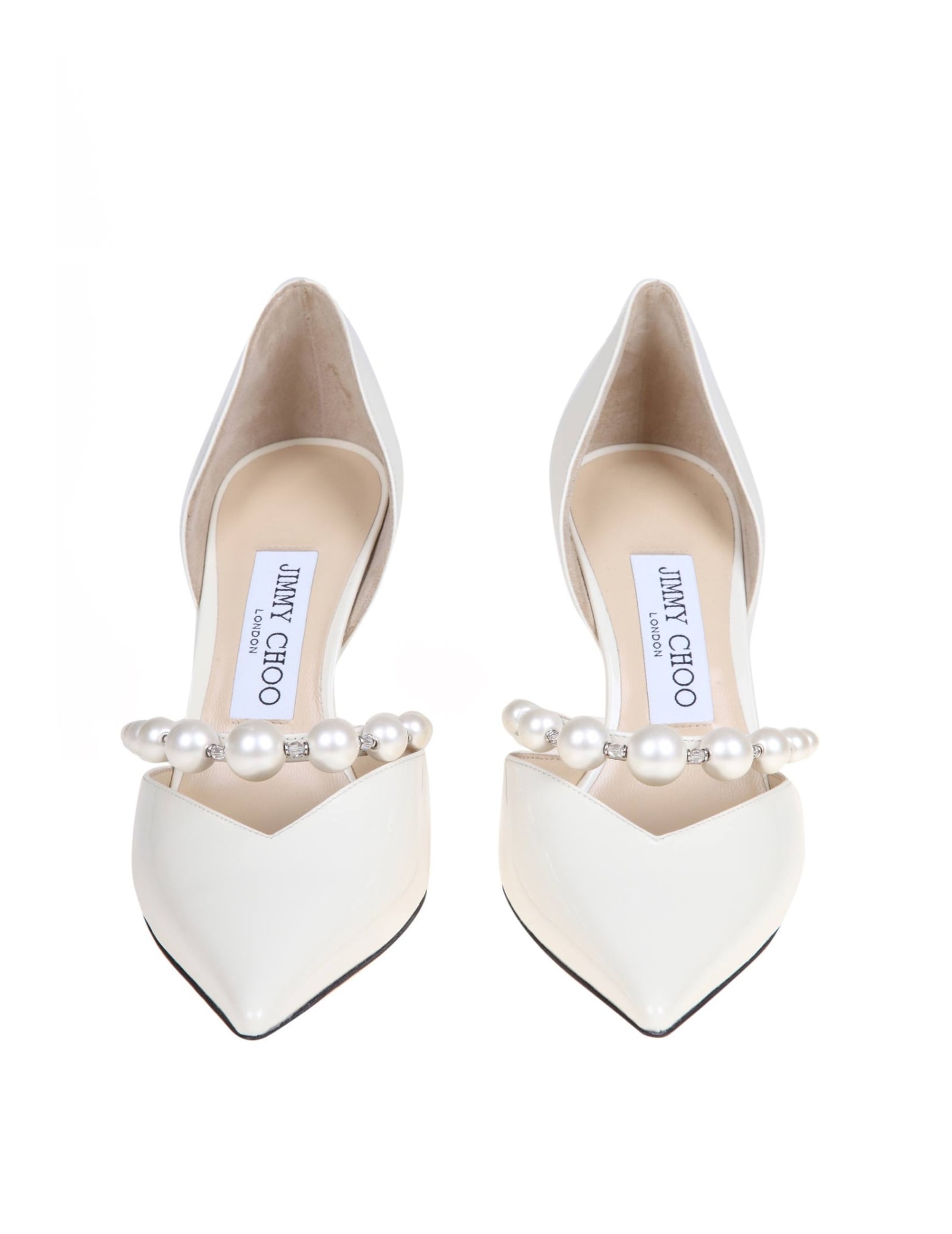 Shop Jimmy Choo Aurelie 85 Patent Leather Pumps With Applied Pearls