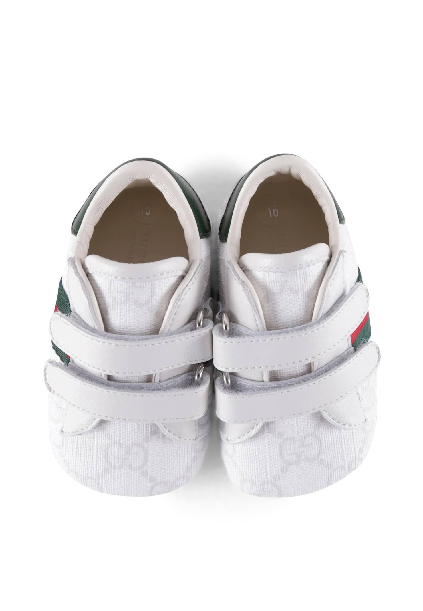 Gucci White Ace Sneakers For Babykids With Web Detail In White