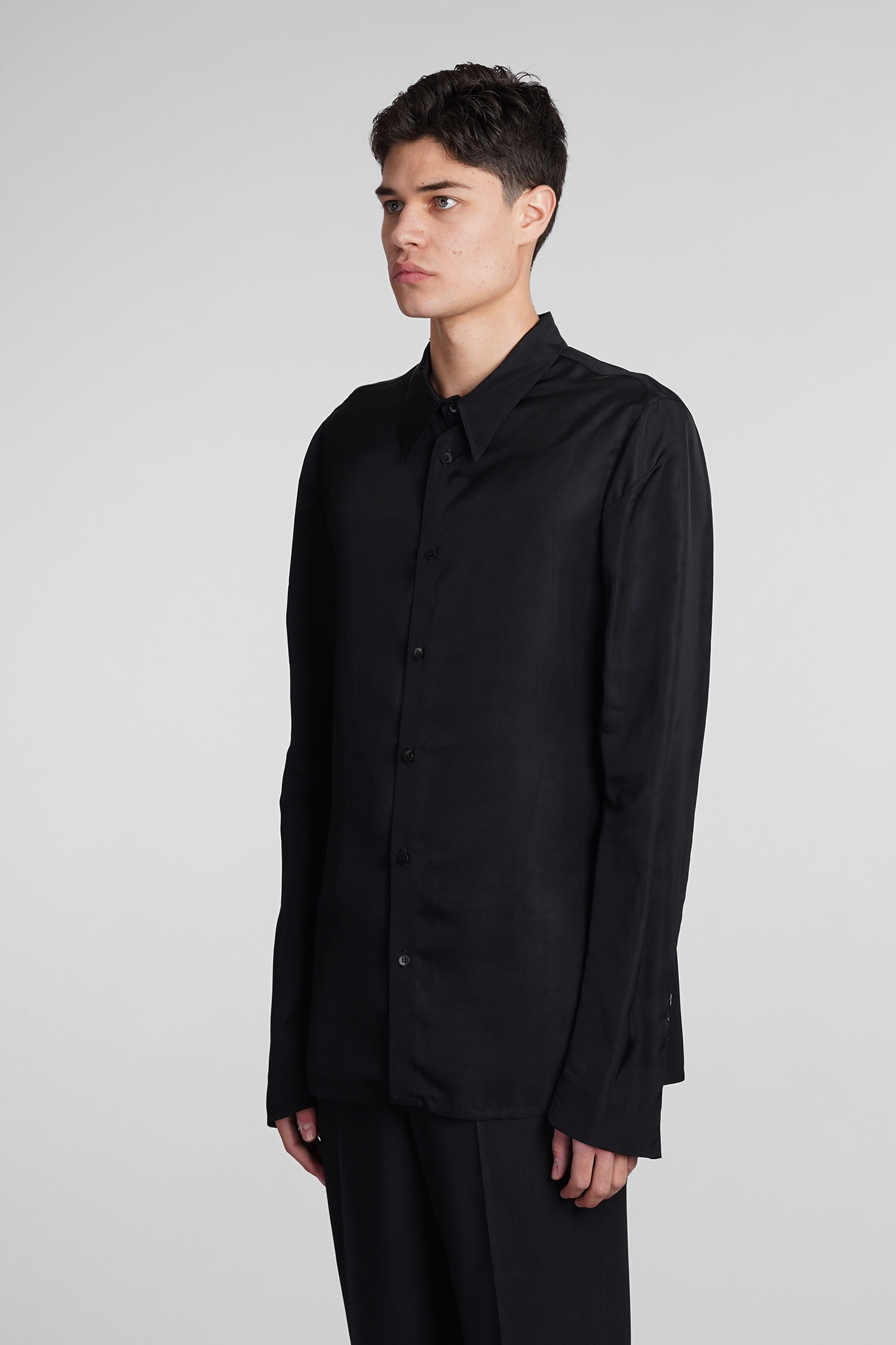 Shop Sapio N16 Shirt In Black Polyamide Polyester