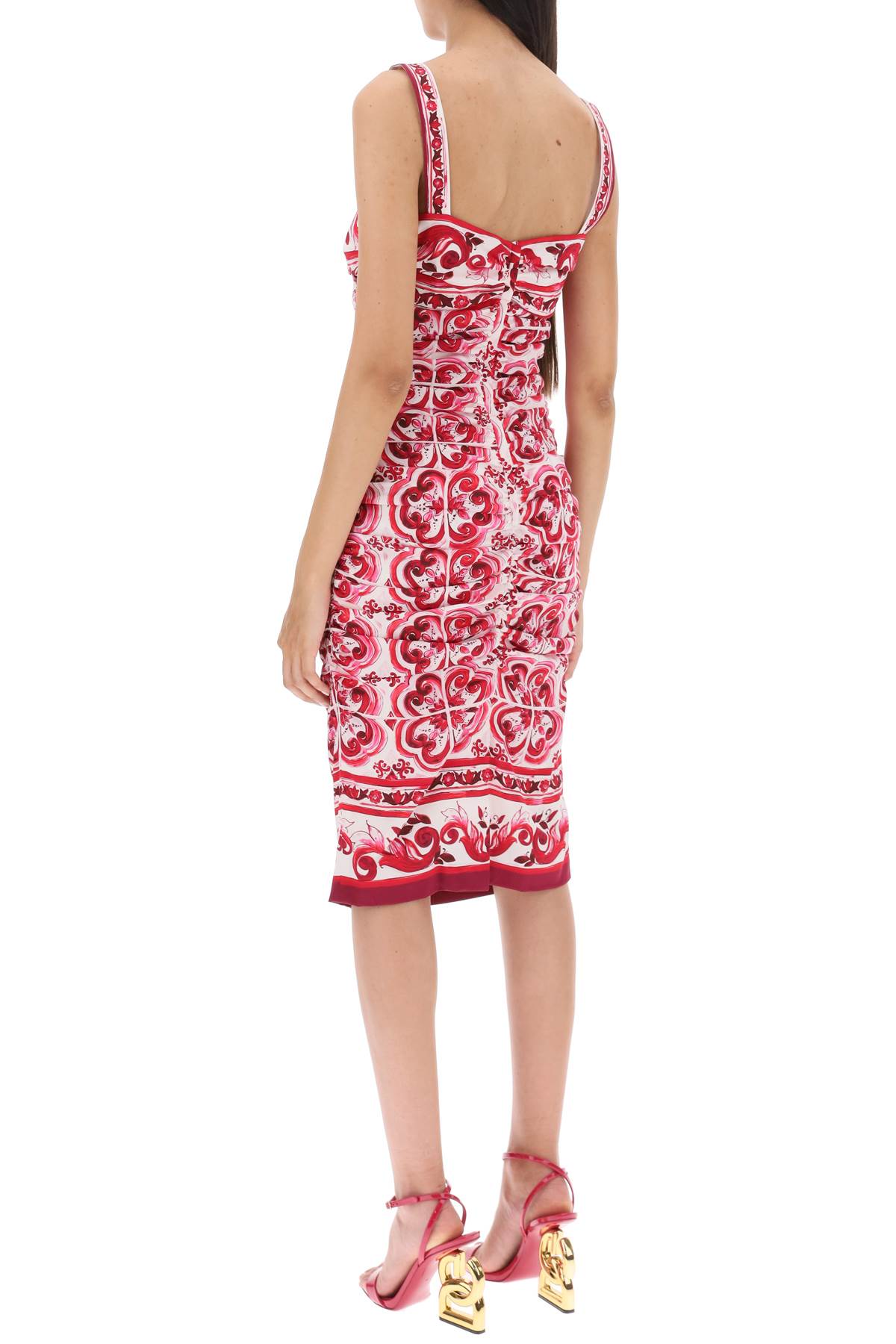 Shop Dolce & Gabbana Majolica Print Silk Mini Dress In Trismaiolichefuxia