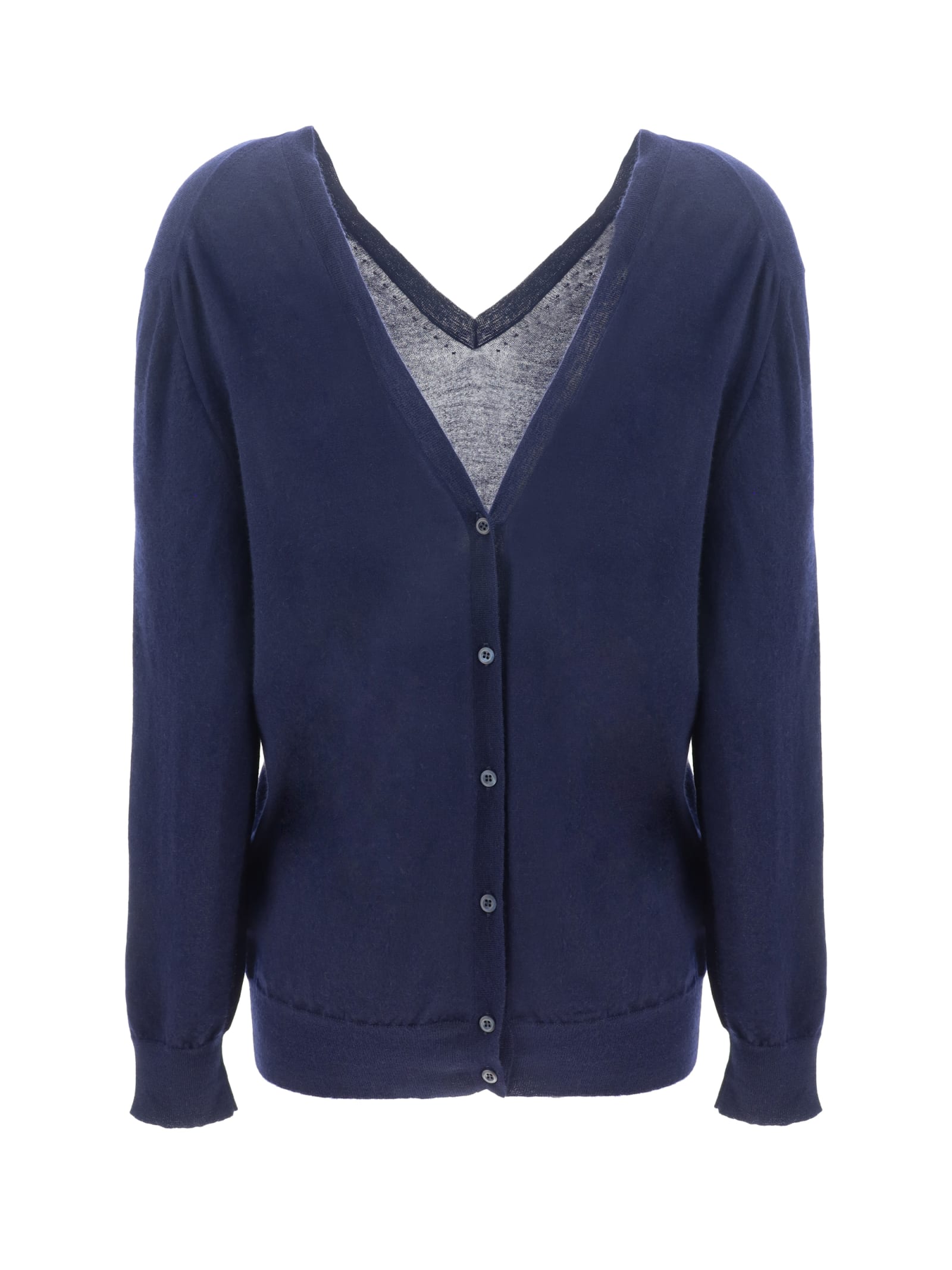 Shop Prada Cardigan In Bleu