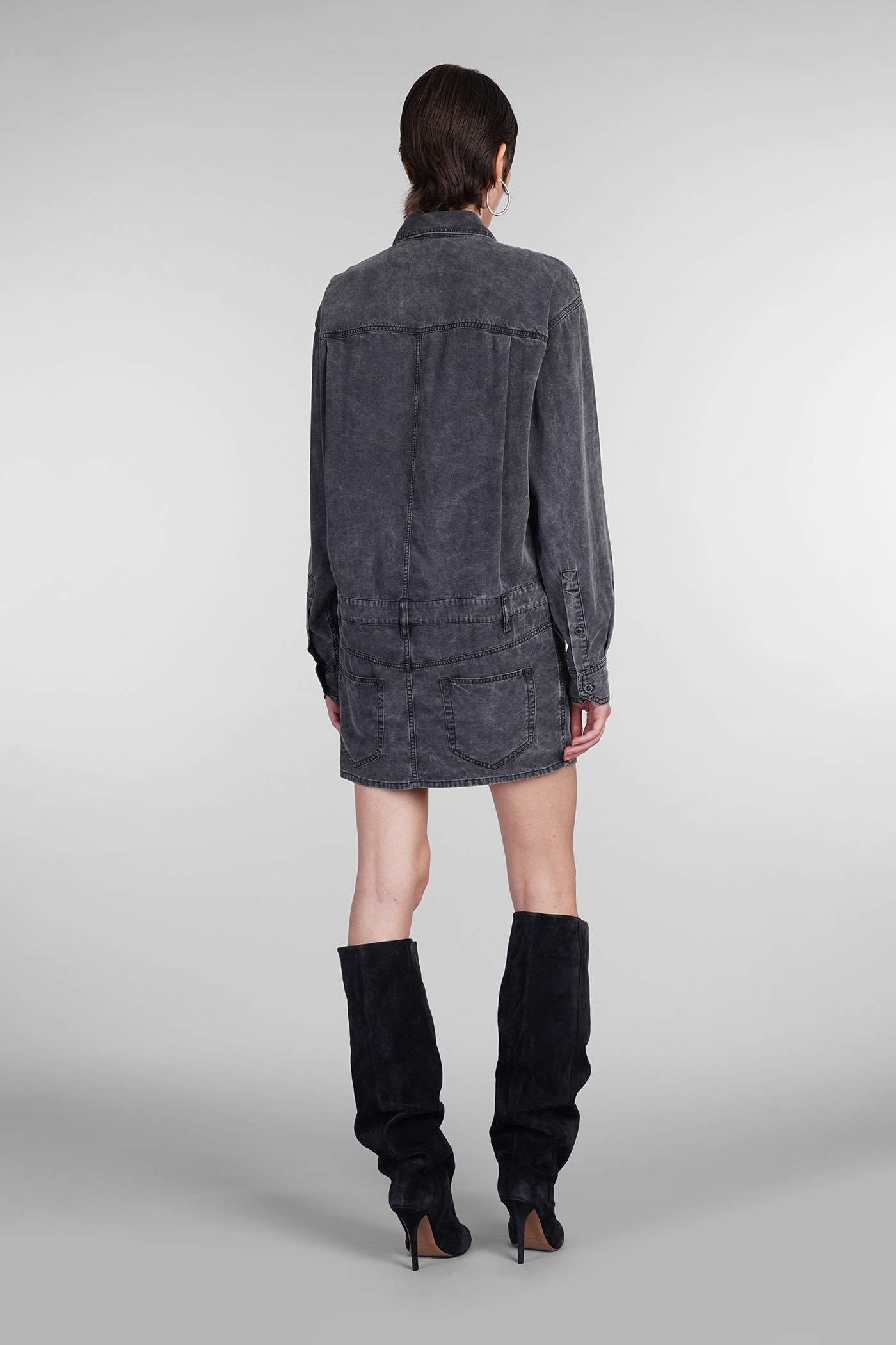 Shop Marant Etoile Palvina Dress In Grey Wool And Polyester