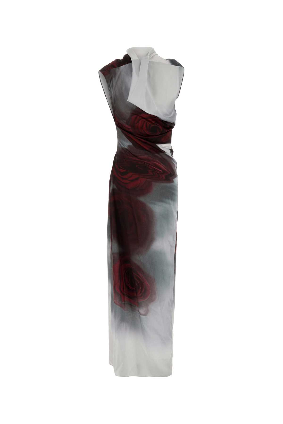 Jean Paul Gaultier Floral Maxi Dress With Blurry Roses Print In Multi