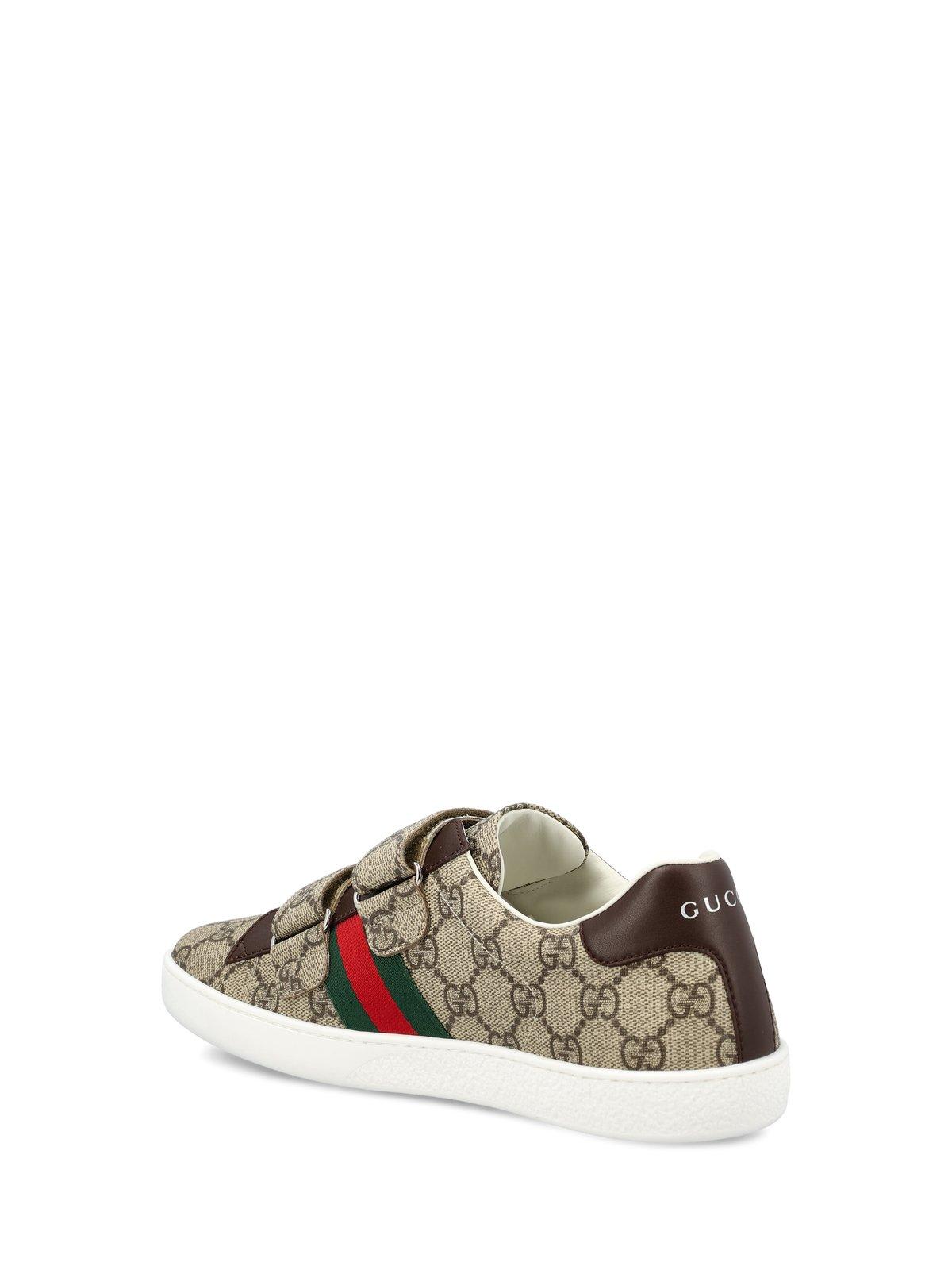Shop Gucci Ace Logo Printed Sneakers In Beige