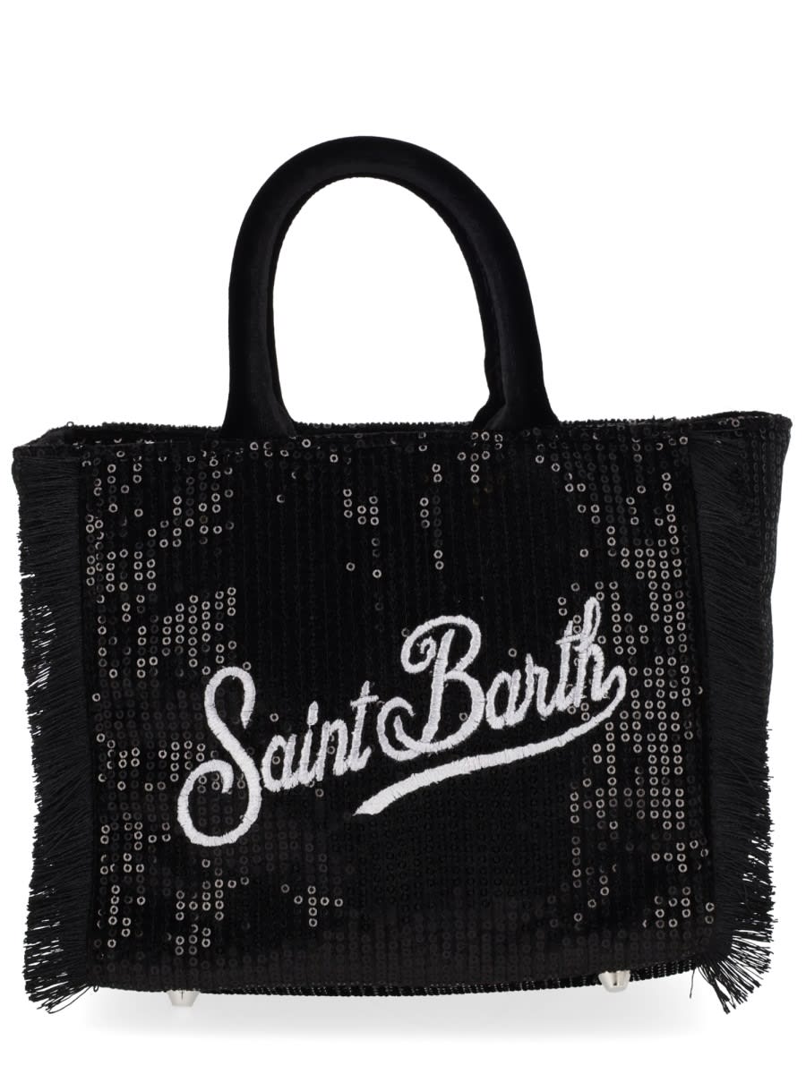 Mc2 Saint Barth Mini Velvet Tote Bag In Black
