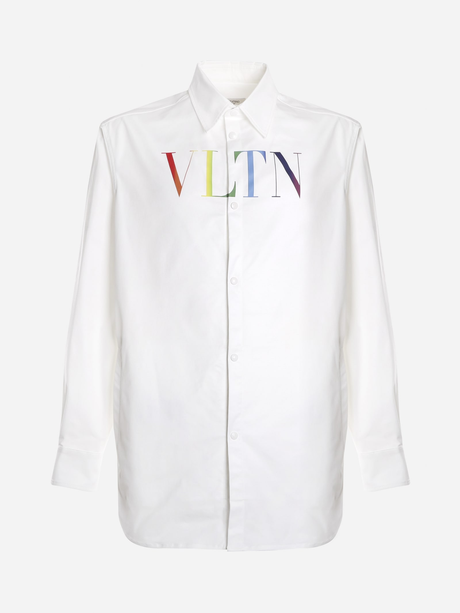 Valentino Cotton Shirt With Multicolor Vltn Print
