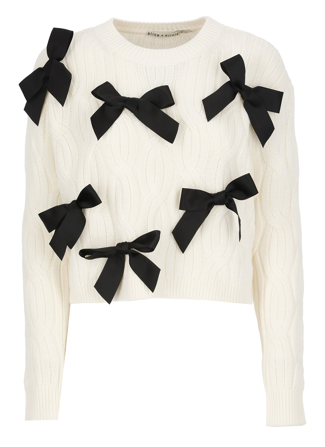 ALICE AND OLIVIA BEAU CABLEKNIT BOW SWEATER