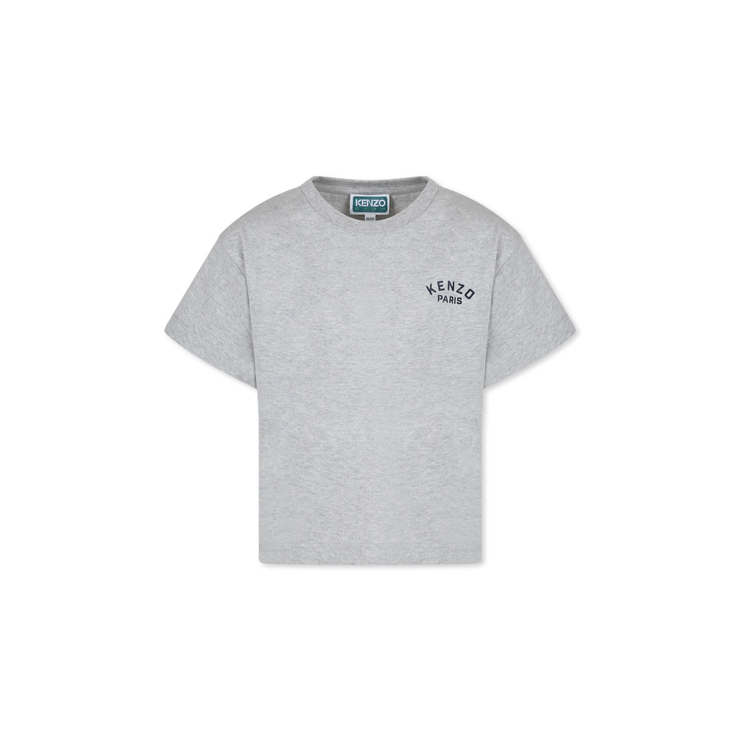 Kenzo Grey T-shirt For Boy With Seigaiha Print In Grey