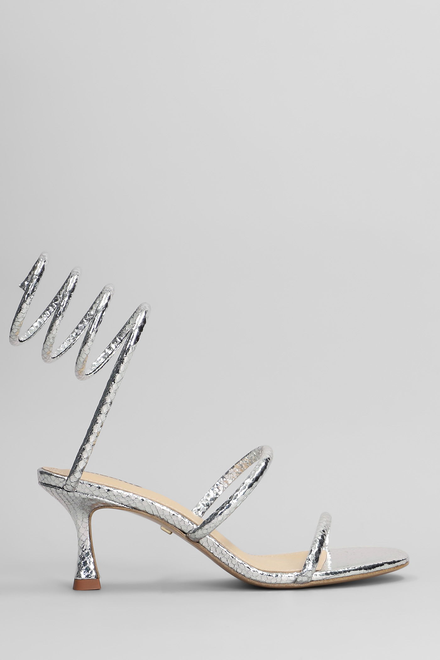 Greta 65 Sandals In Silver Leather