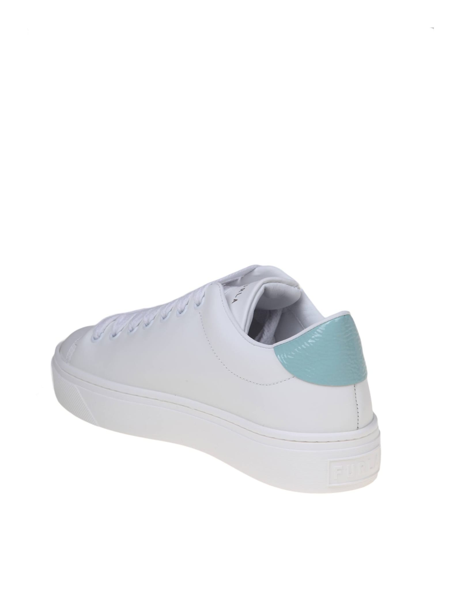 Shop Furla Joy Lace Up Sneakers In White Leather In Talc/vergold