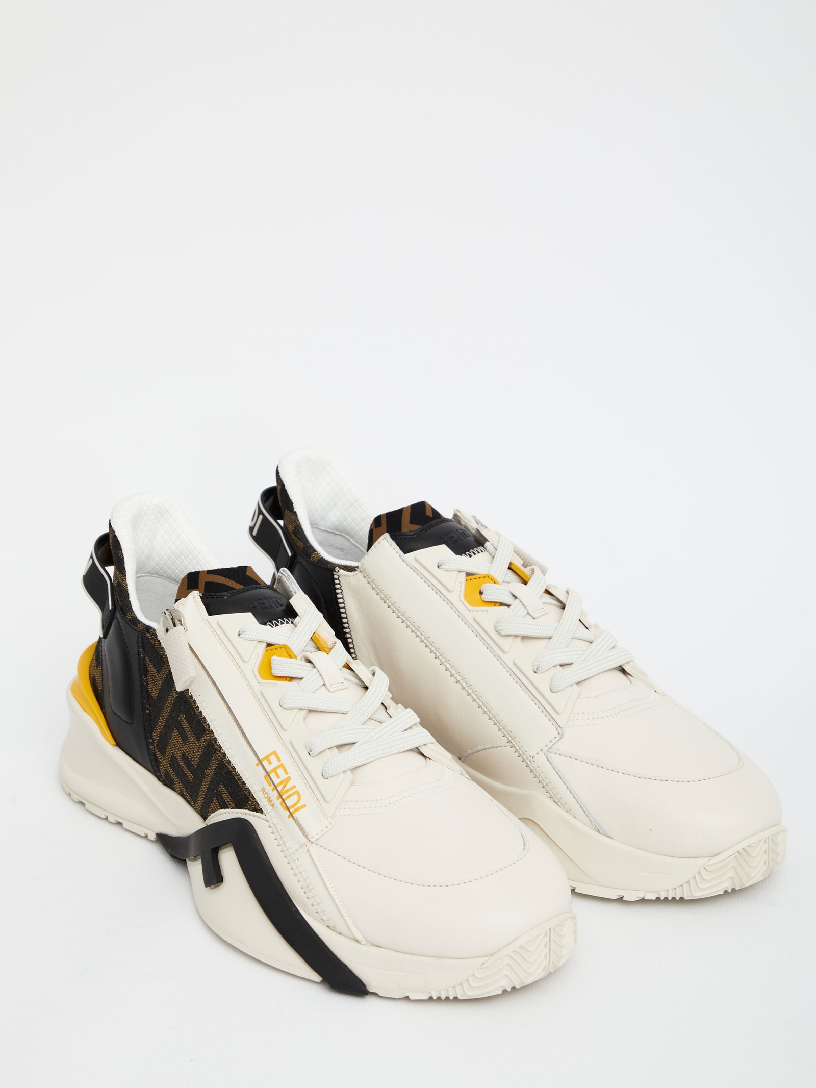 Fendi Flow Sneaker With Distinctive Monogram Accents In White