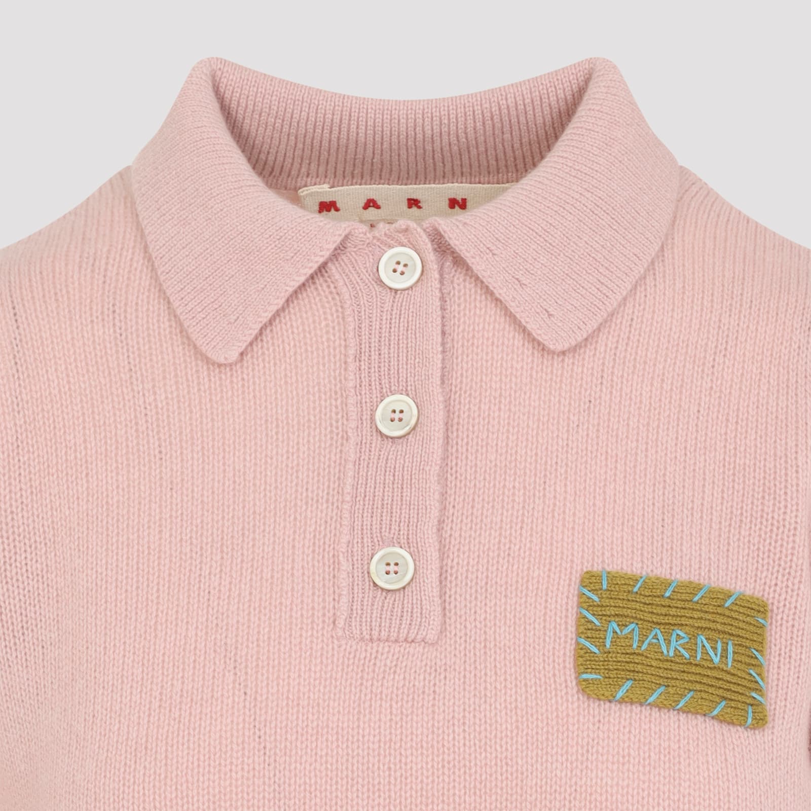 Marni Collared Top With Ribbed Cuffs And Hem In Pink