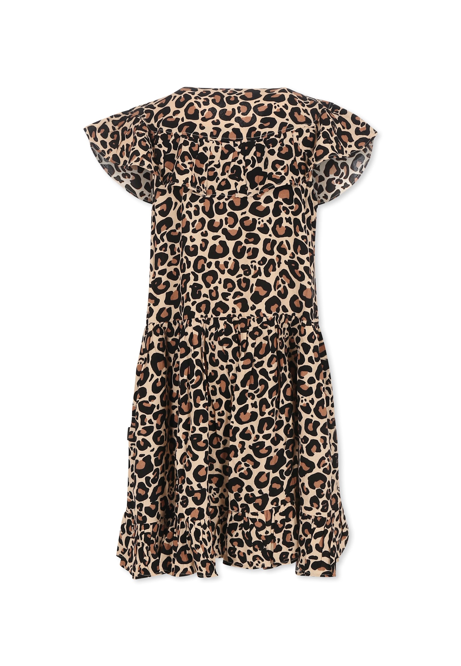 Molo Cho Ruffled Leopard-print Dress In Brown