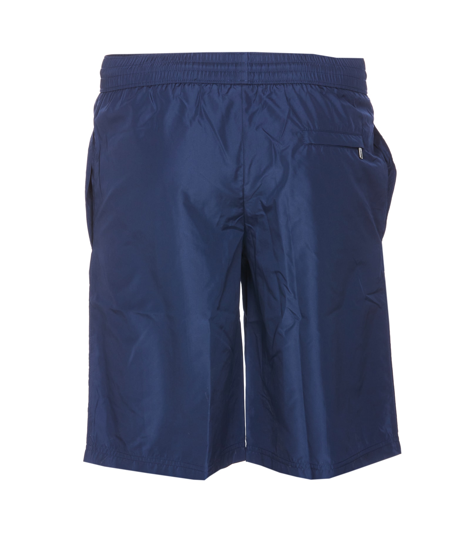 Shop Dolce & Gabbana Plaque Logo Swim Trunks In Blue