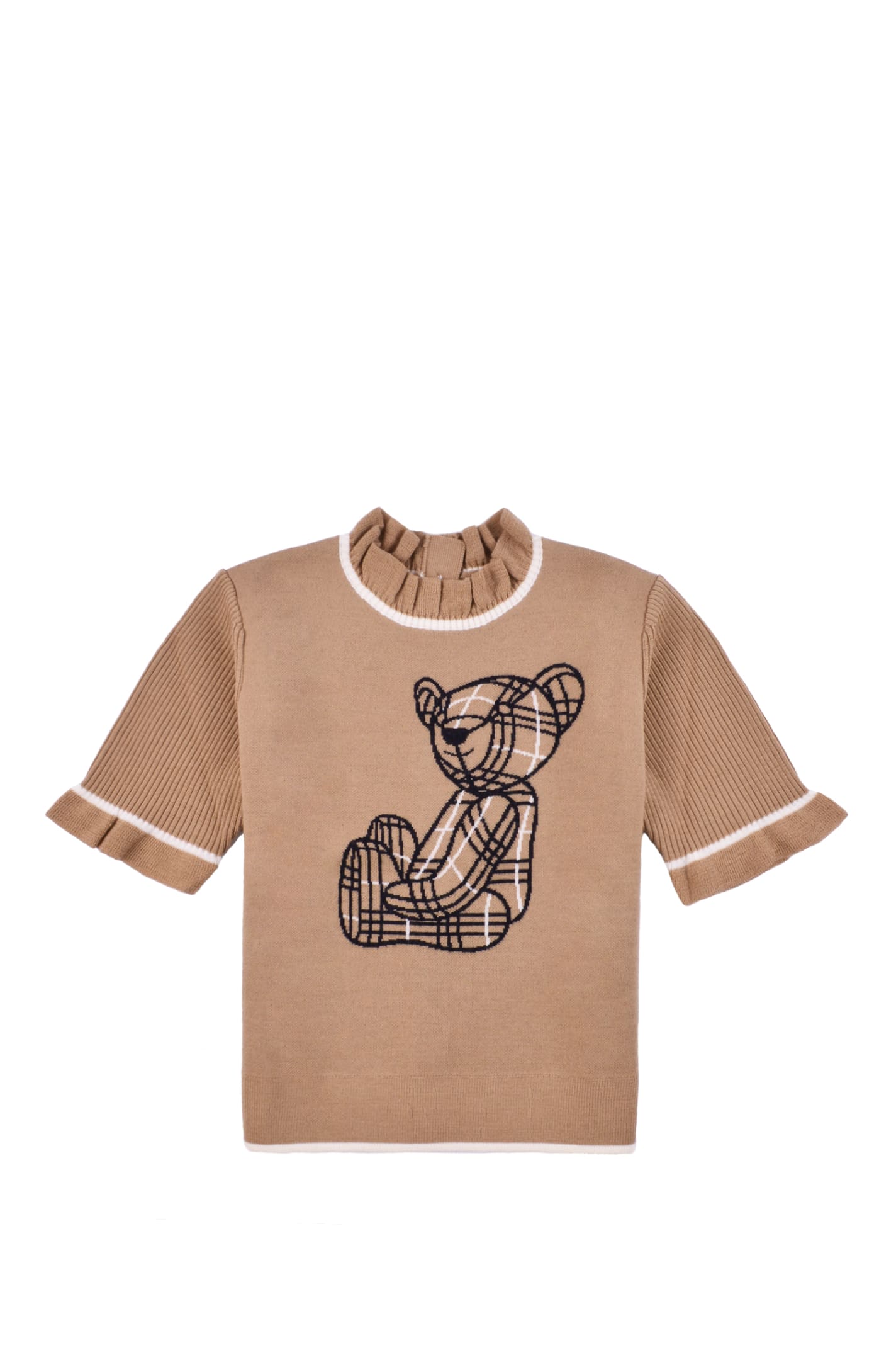 Burberry Wool Blend Top With Intarsia Thomas Bear