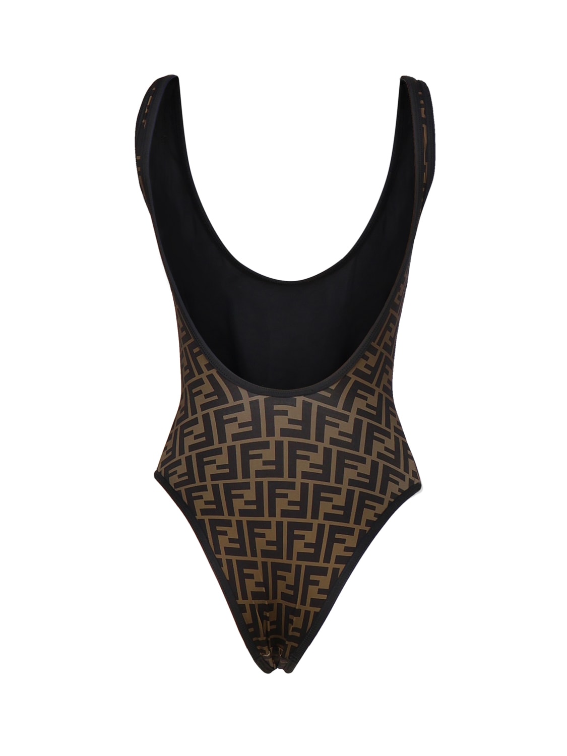 Shop Fendi Lycra Swimsuit In Tobacco