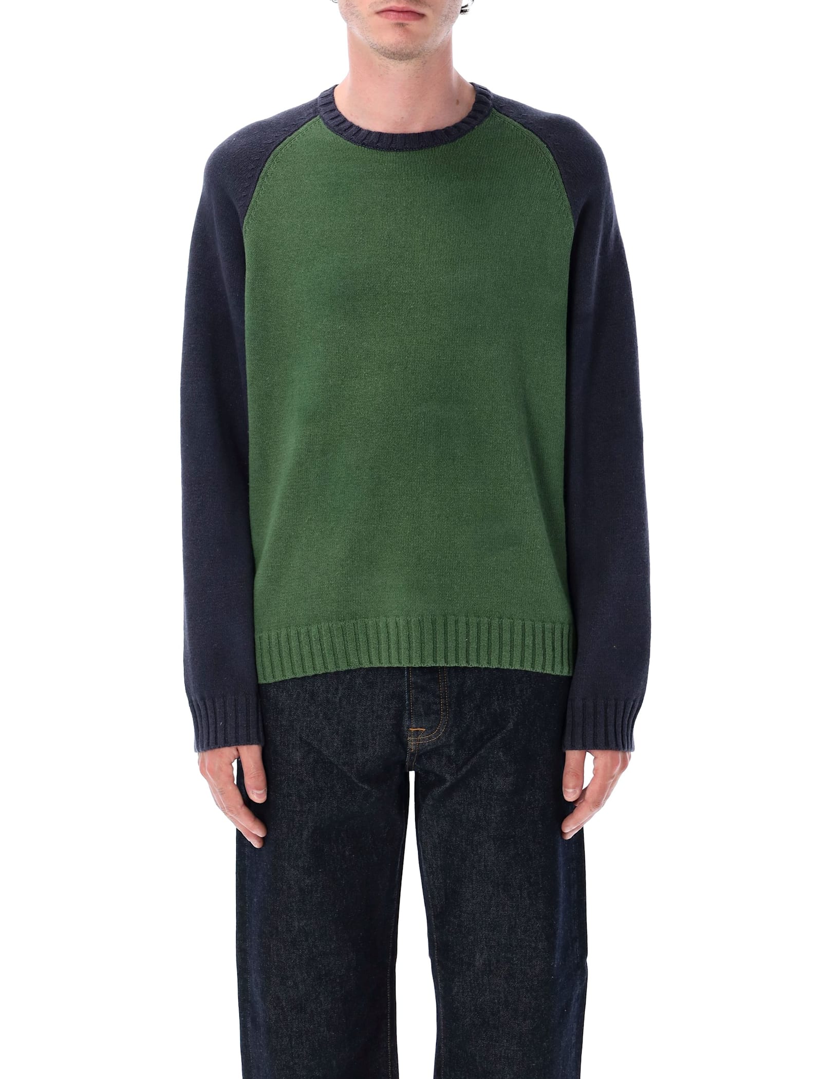 Stussy Colorblocked Raglan Sweater In Green