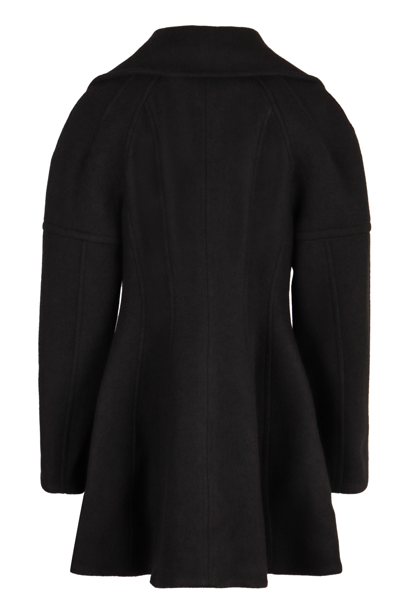 Shop Nina Ricci Double-breasted Virgin Wool Coat In Black