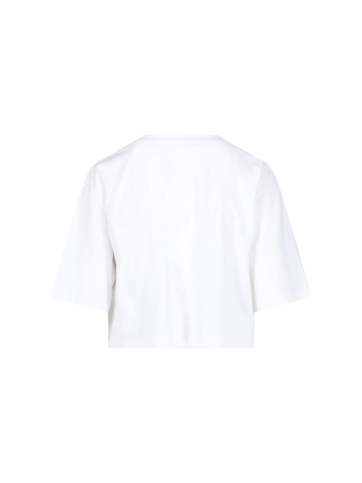 Shop Balmain Logo Crop T-shirt In White