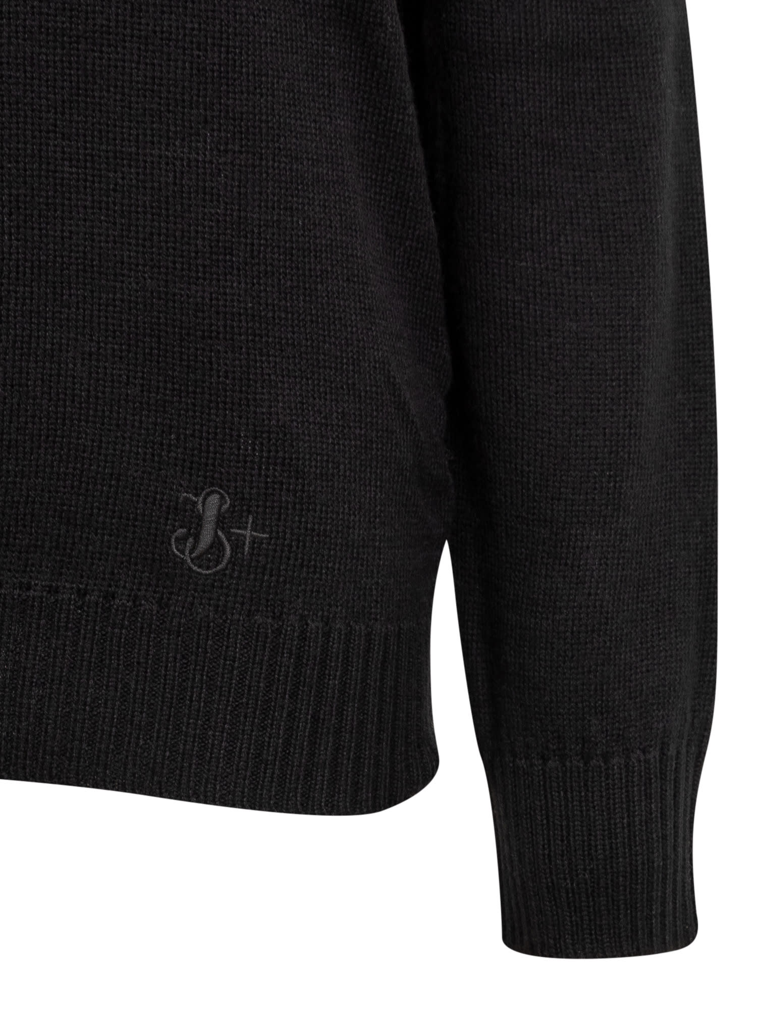 Shop Jil Sander Wool Sweater With Logo In Black