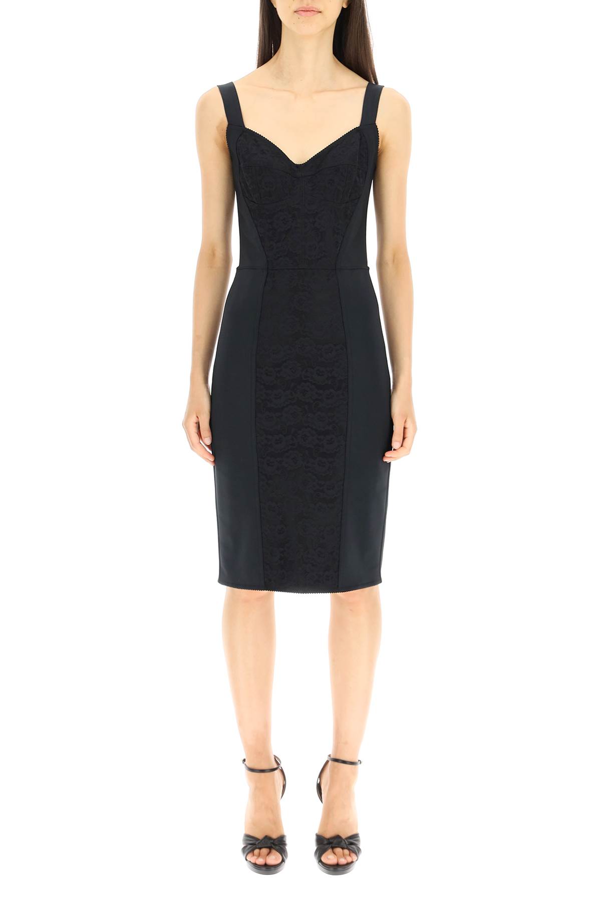Dolce & Gabbana Fitted Dress With Textured Panels In Black