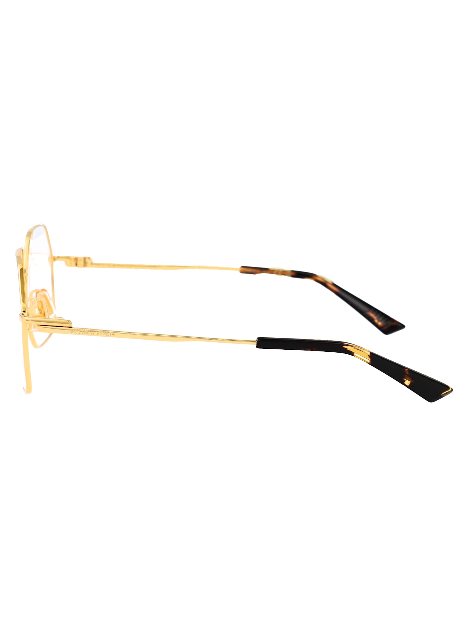 Bottega Veneta Bv1382o Glasses In Gold-gold-transparent