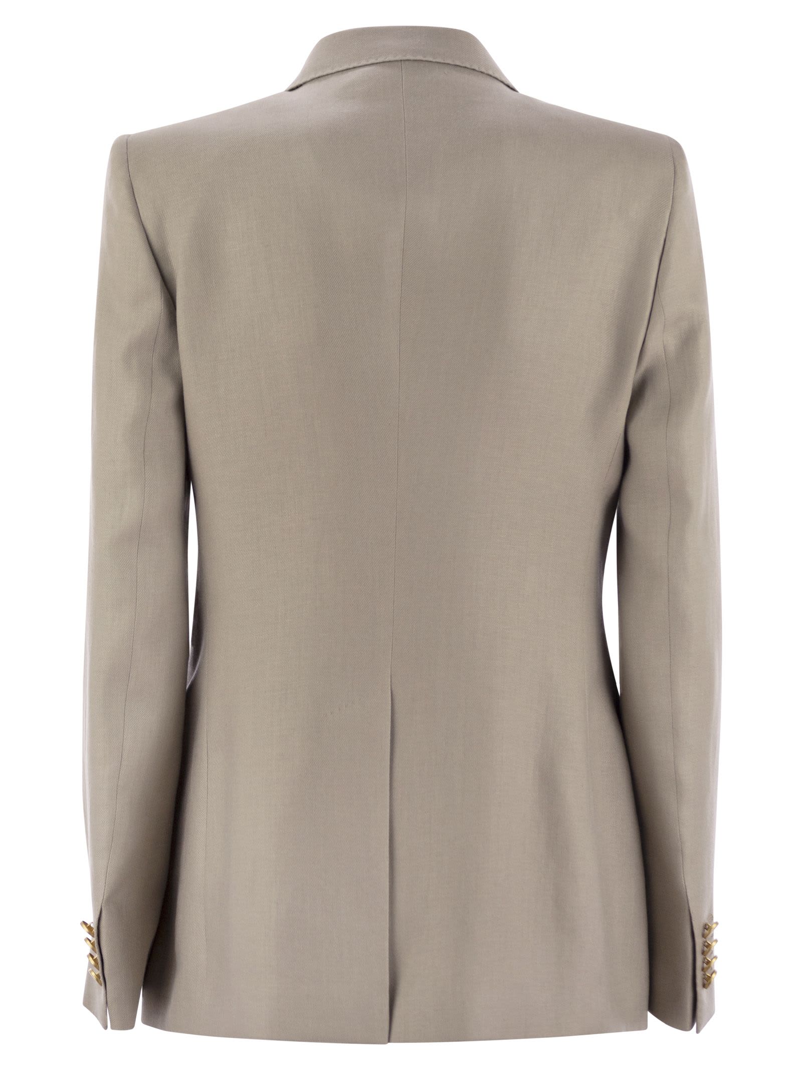 Tagliatore Paris Linen Double Breasted Blazer In Ecru