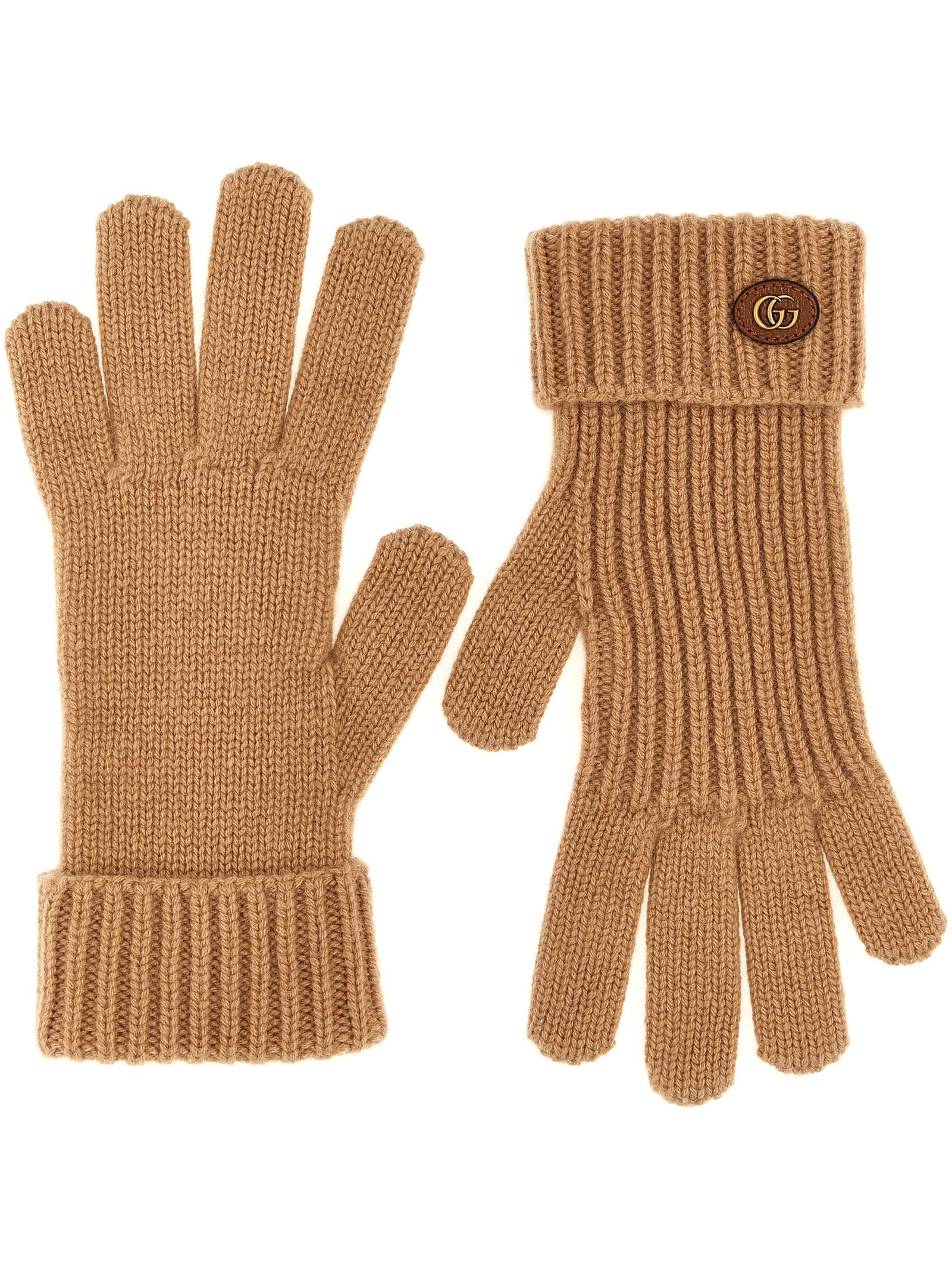 Shop Gucci Doppia G Gloves In Beige