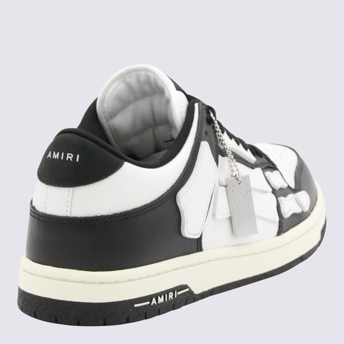 Shop Amiri Black And White Leather Skel Sneakers